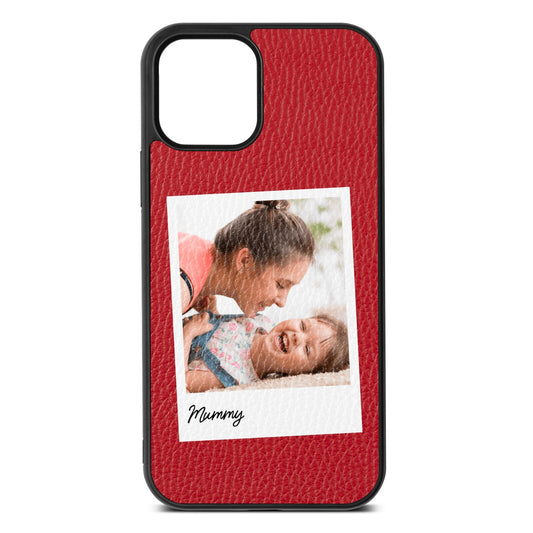 Mummy Photo Red Pebble Leather iPhone 12 Case