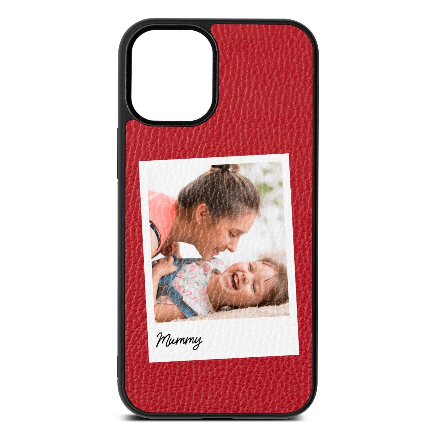 Mummy Photo Red Pebble Leather iPhone 12 Mini Case