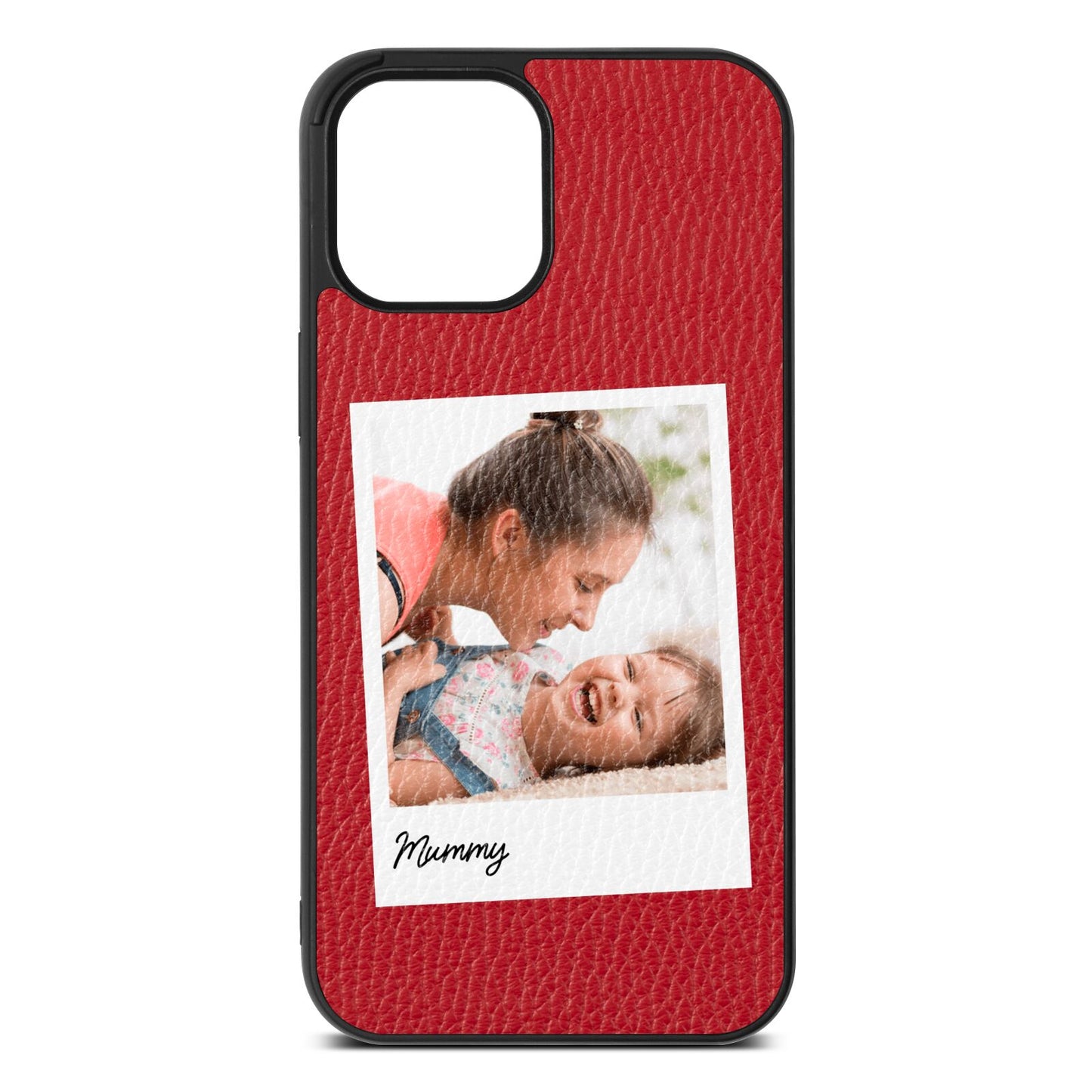 Mummy Photo Red Pebble Leather iPhone 12 Pro Max Case