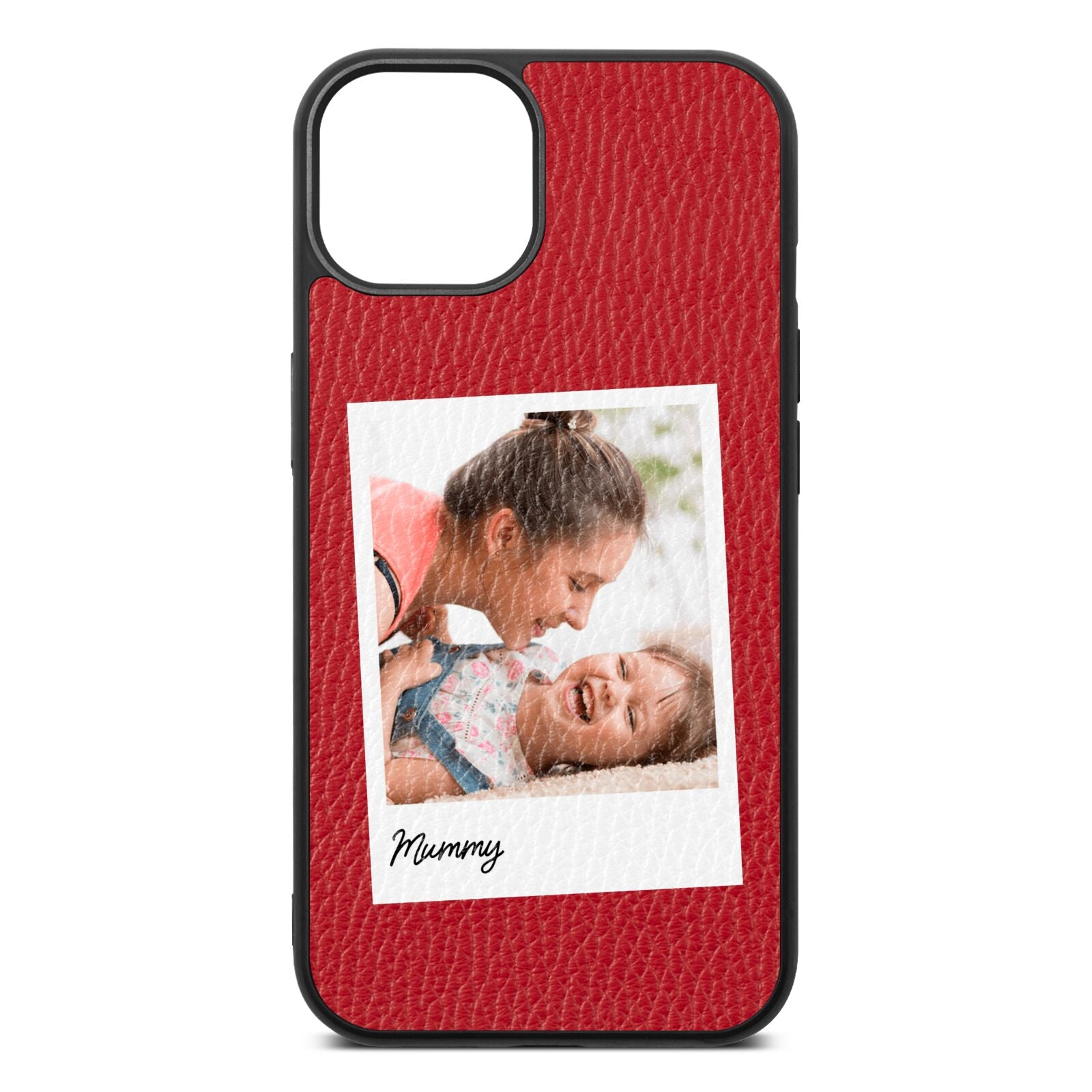 Mummy Photo Red Pebble Leather iPhone 13 Case