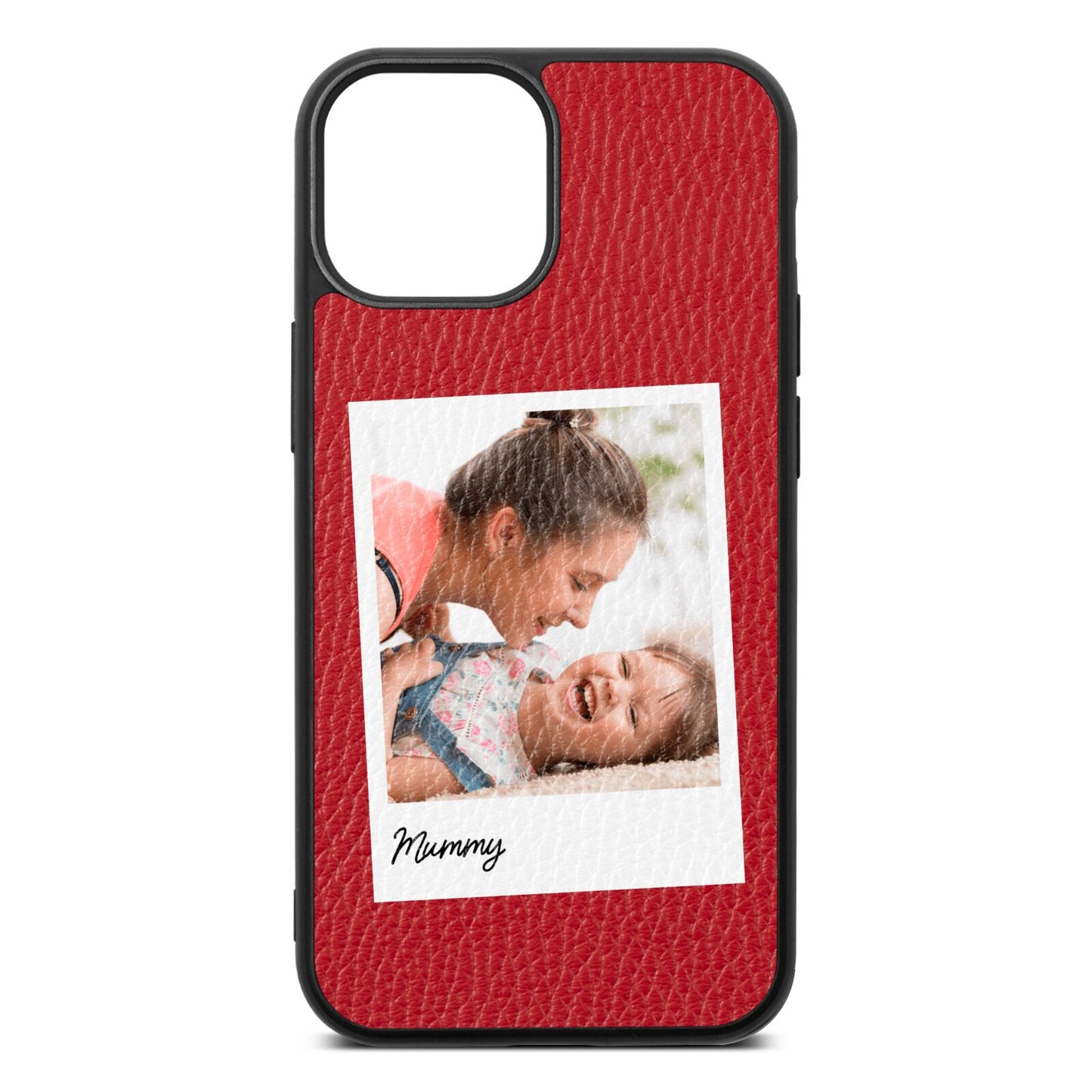 Mummy Photo Red Pebble Leather iPhone 13 Mini Case