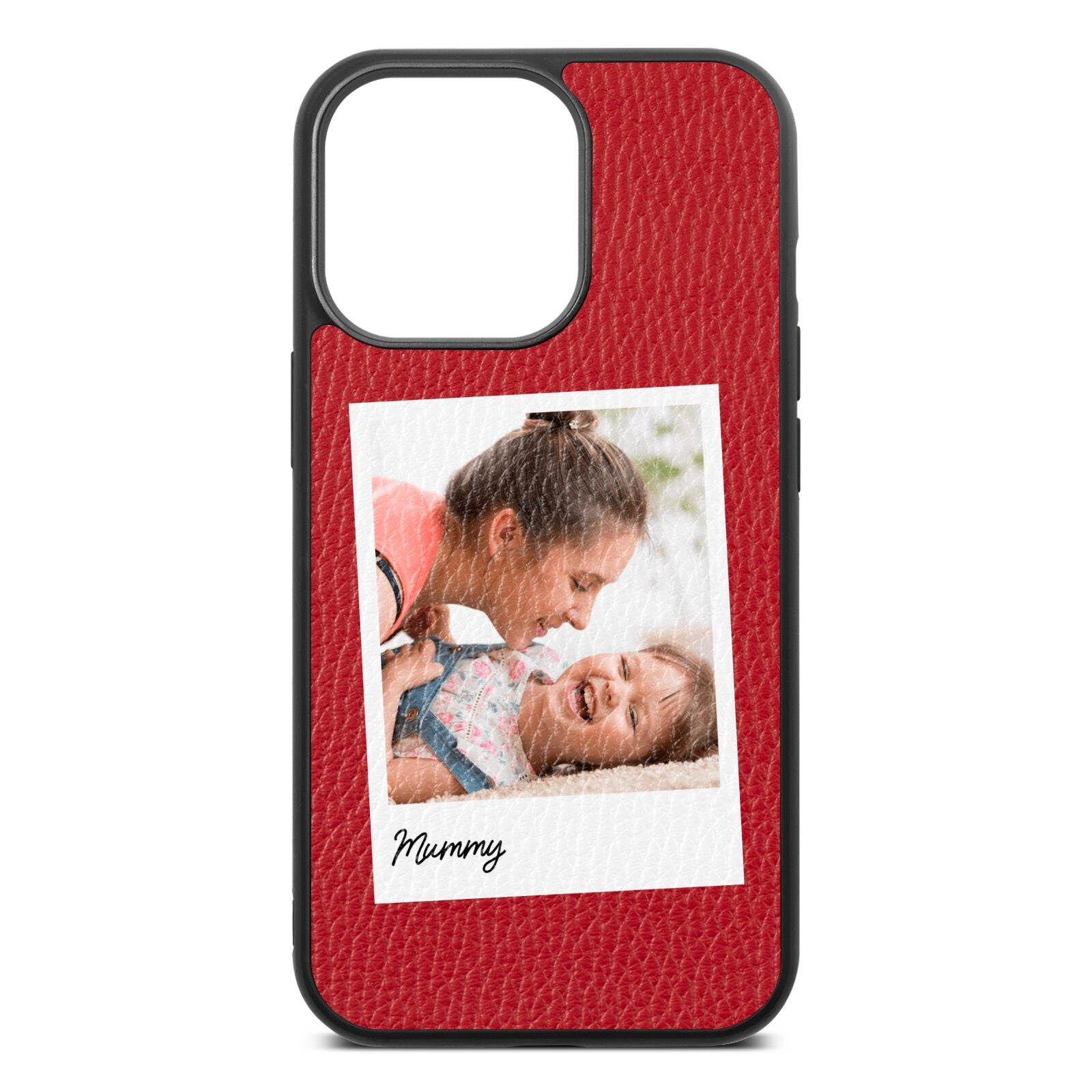 Mummy Photo Red Pebble Leather iPhone 13 Pro Case