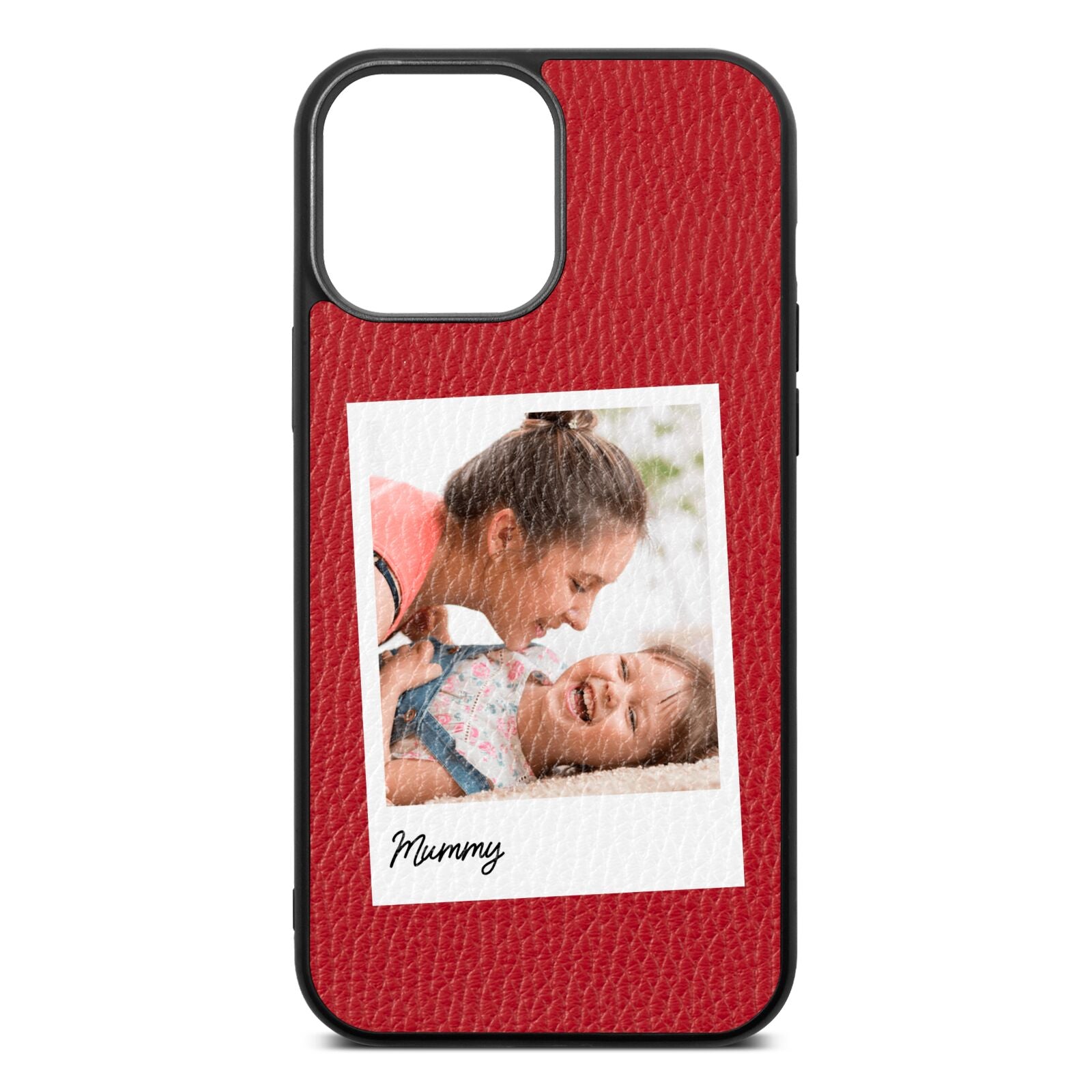 Mummy Photo Red Pebble Leather iPhone 13 Pro Max Case