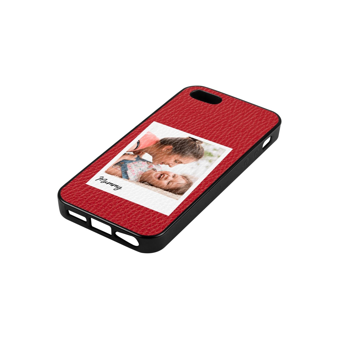 Mummy Photo Red Pebble Leather iPhone 5 Case Side Angle