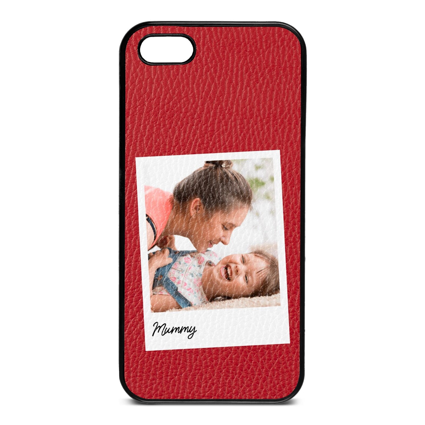 Mummy Photo Red Pebble Leather iPhone 5 Case