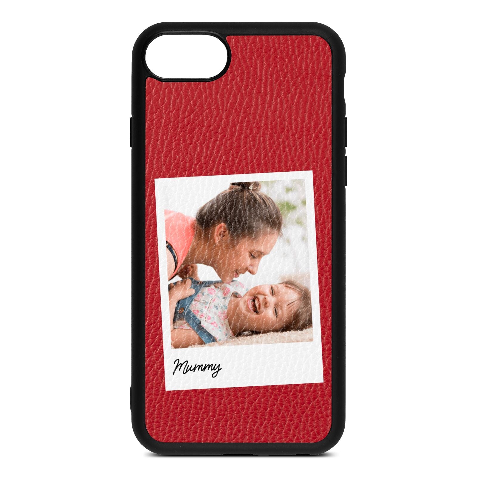 Mummy Photo Red Pebble Leather iPhone 8 Case