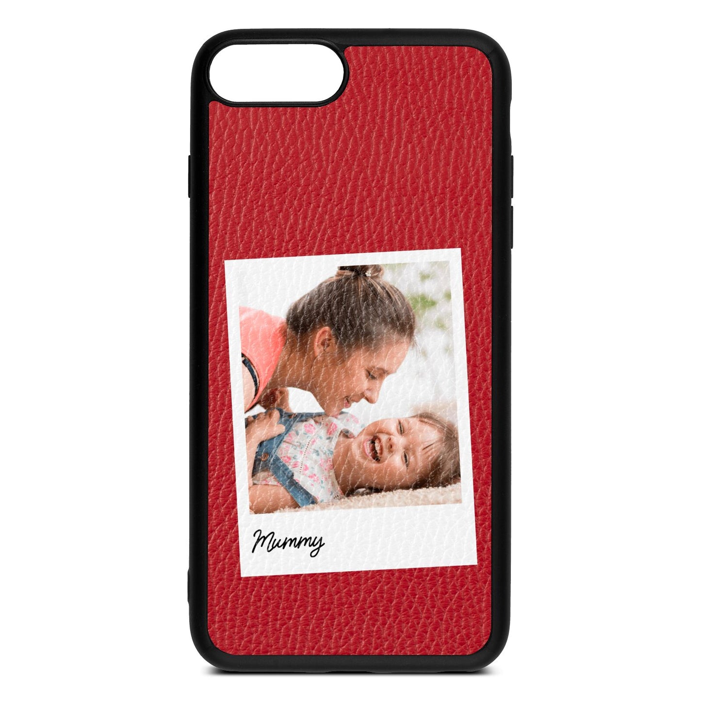 Mummy Photo Red Pebble Leather iPhone 8 Plus Case