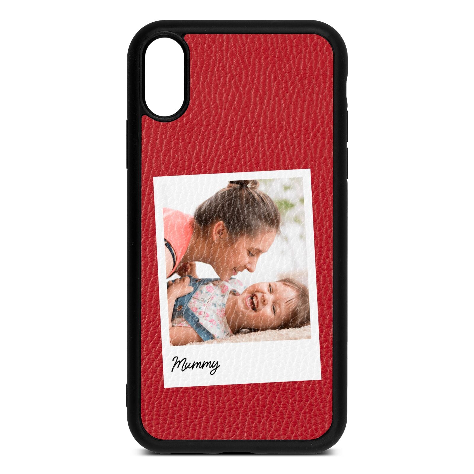 Mummy Photo Red Pebble Leather iPhone Xr Case