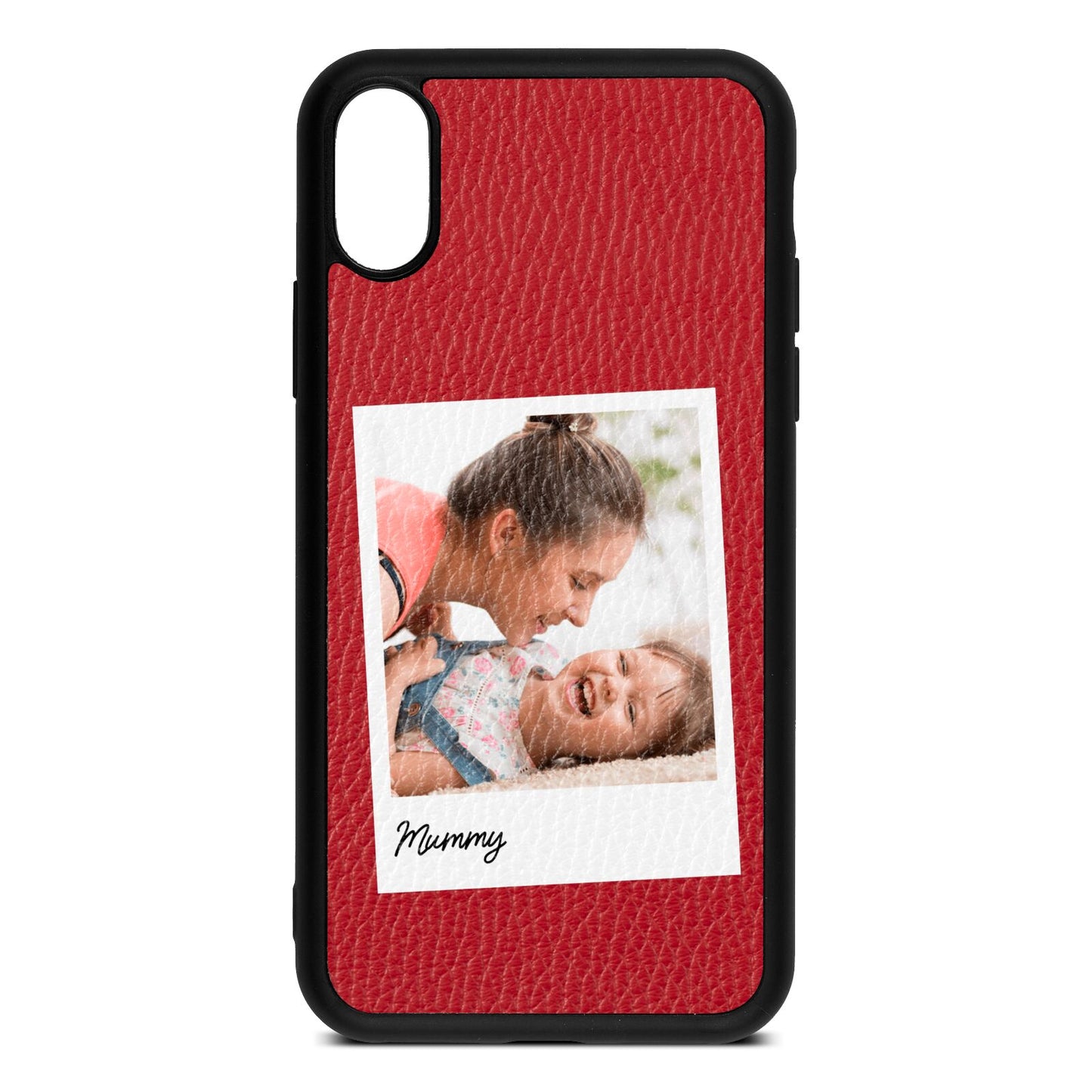 Mummy Photo Red Pebble Leather iPhone Xs Case