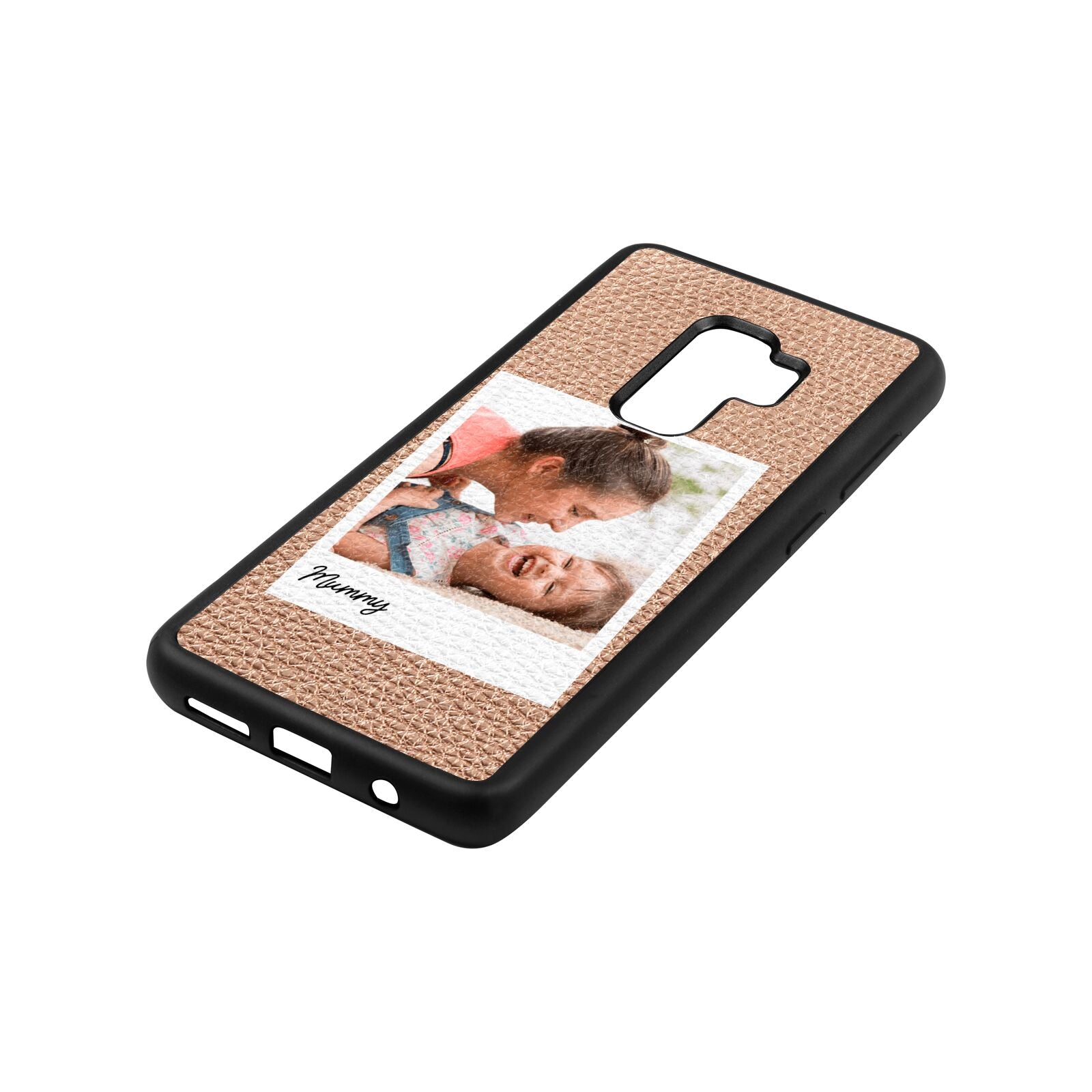 Mummy Photo Rose Gold Pebble Leather Samsung S9 Plus Case Side Angle