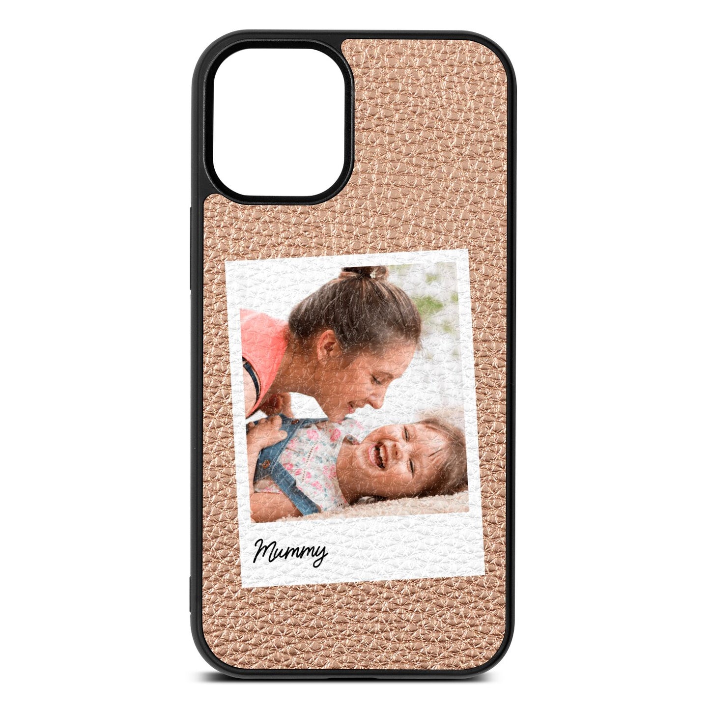 Mummy Photo Rose Gold Pebble Leather iPhone 12 Mini Case