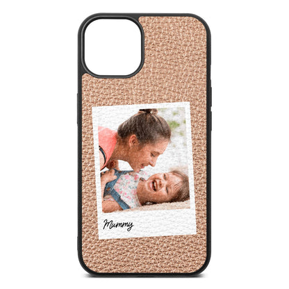 Mummy Photo Rose Gold Pebble Leather iPhone 13 Case