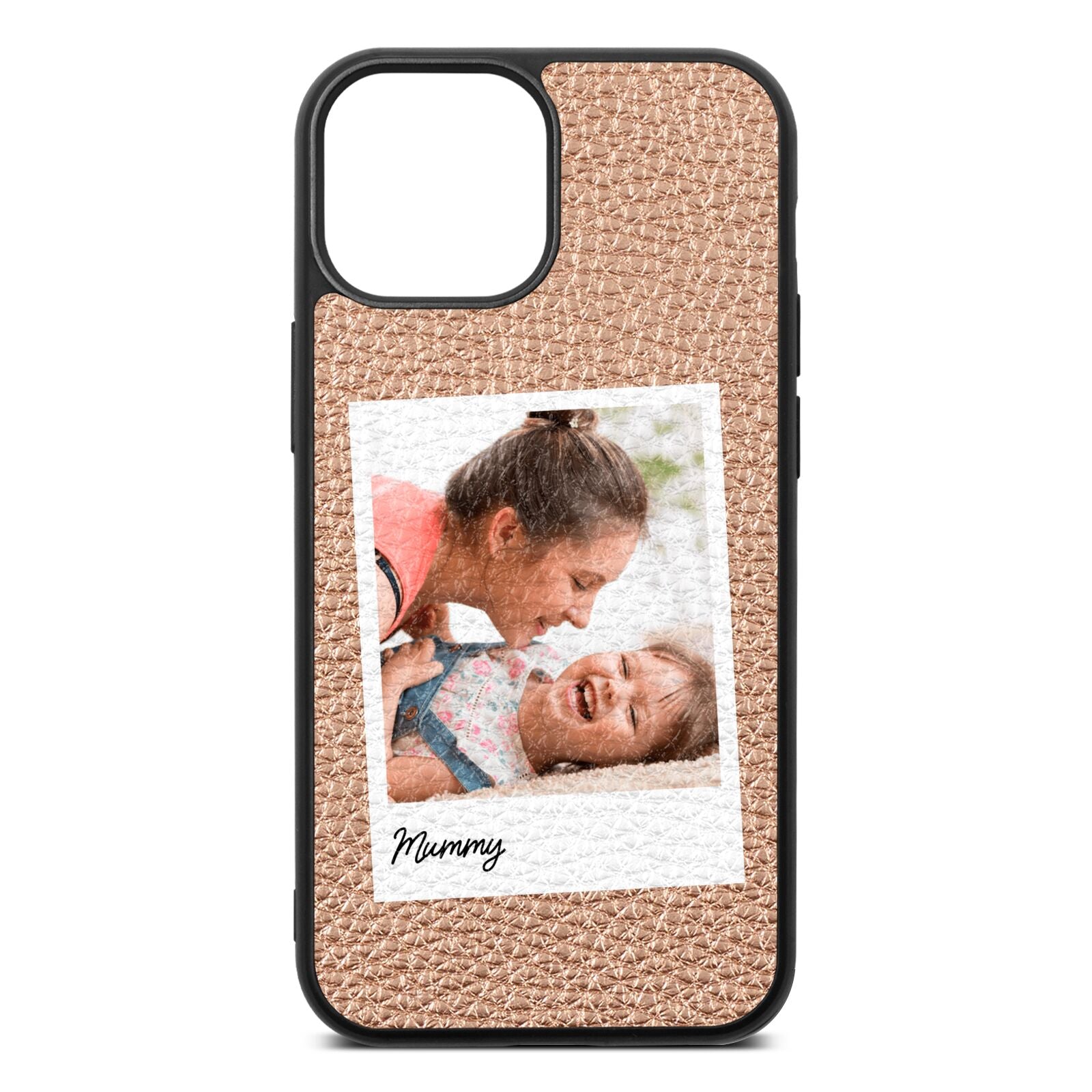 Mummy Photo Rose Gold Pebble Leather iPhone 13 Mini Case