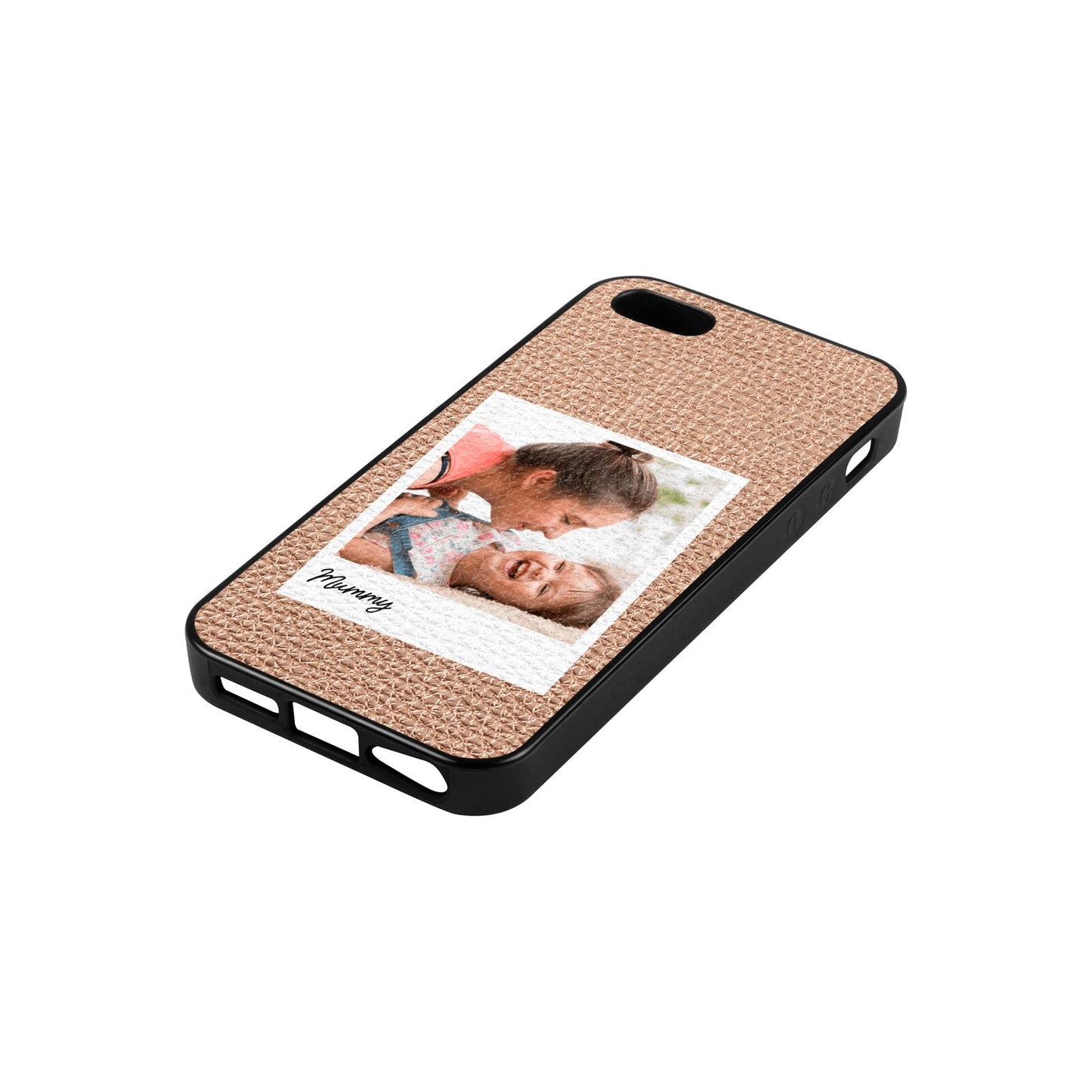 Mummy Photo Rose Gold Pebble Leather iPhone 5 Case Side Angle