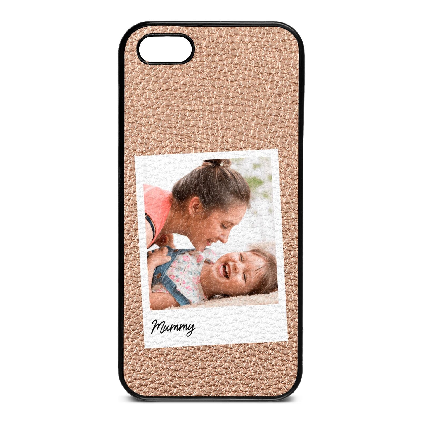 Mummy Photo Rose Gold Pebble Leather iPhone 5 Case