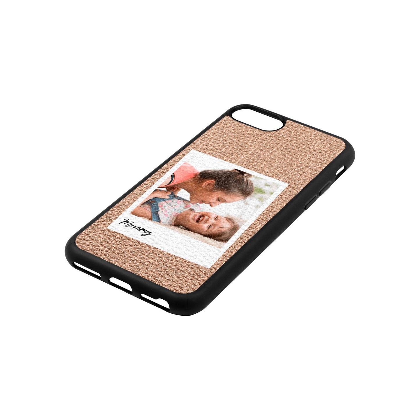 Mummy Photo Rose Gold Pebble Leather iPhone 8 Case Side Angle