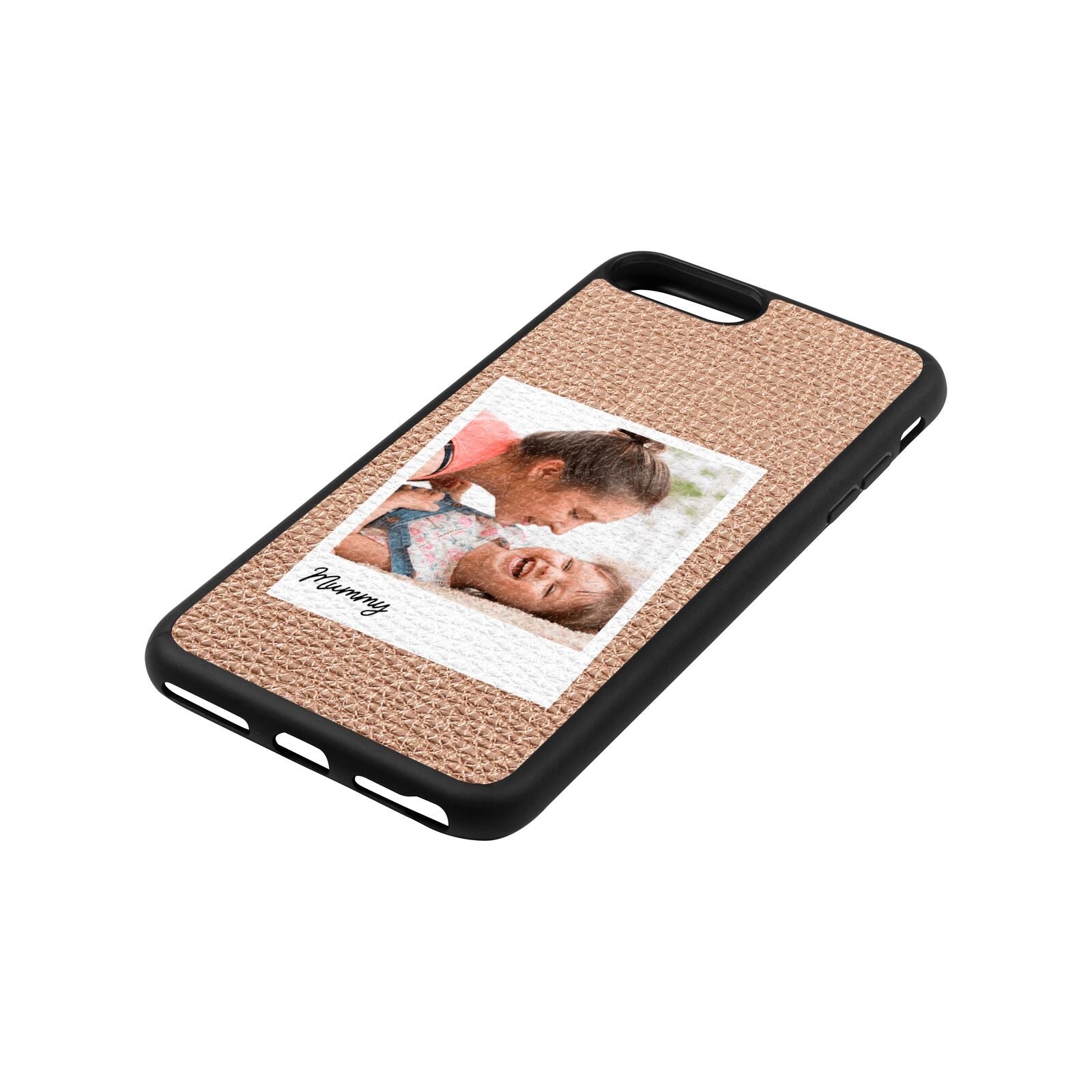 Mummy Photo Rose Gold Pebble Leather iPhone 8 Plus Case Side Angle