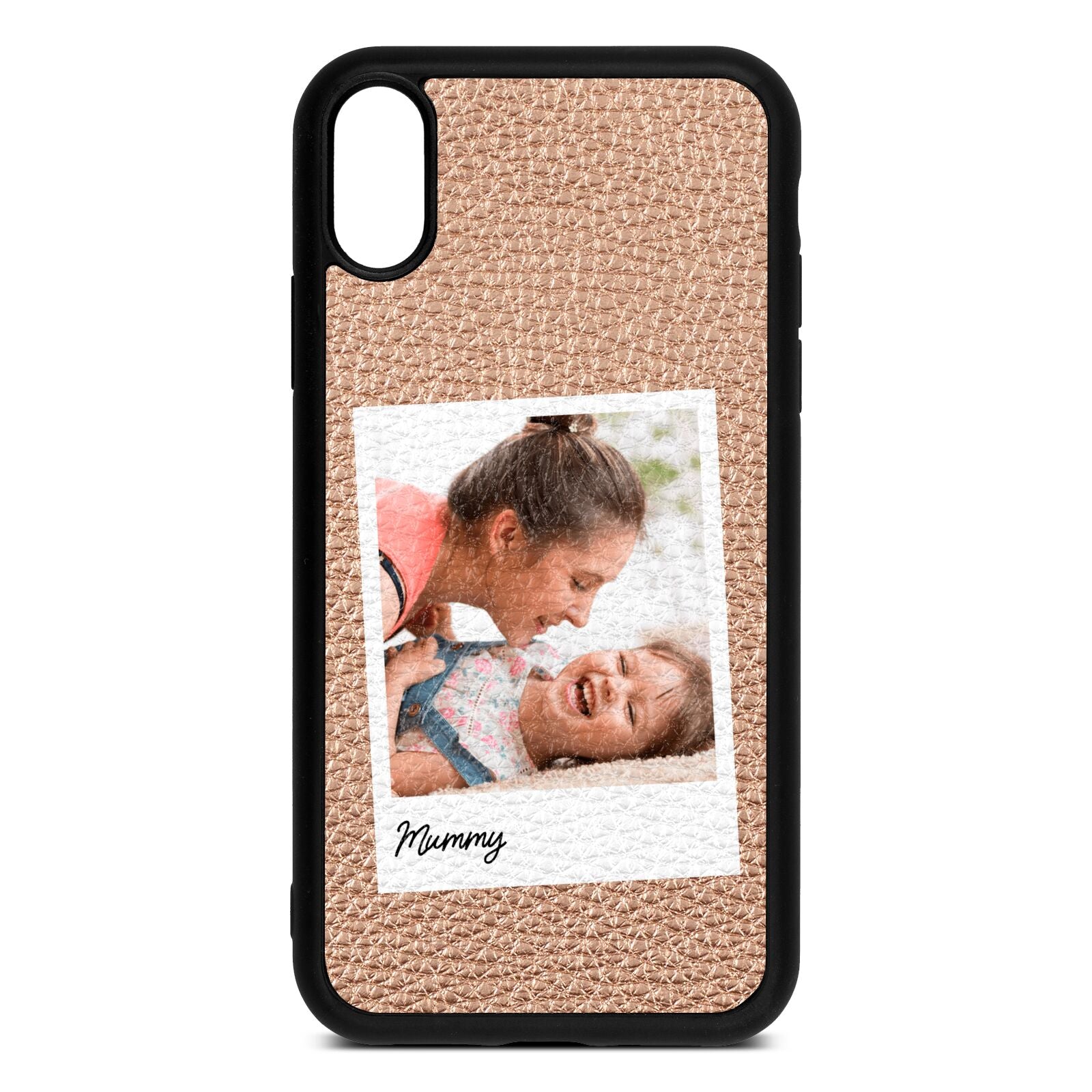 Mummy Photo Rose Gold Pebble Leather iPhone Xr Case