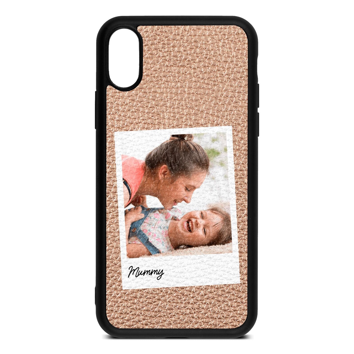 Mummy Photo Rose Gold Pebble Leather iPhone Xs Case