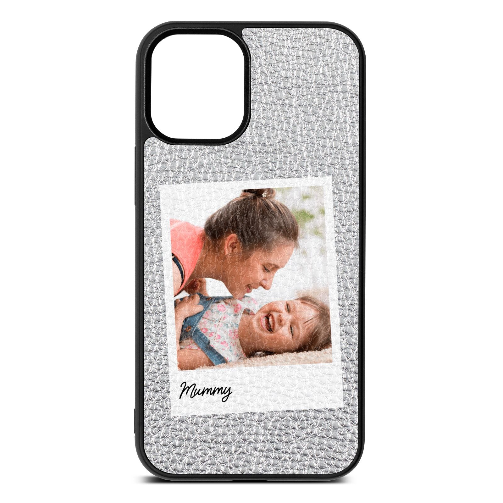 Mummy Photo Silver Pebble Leather iPhone 12 Mini Case