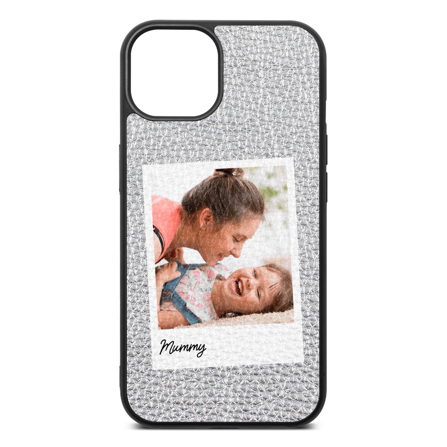 Mummy Photo Silver Pebble Leather iPhone 13 Case