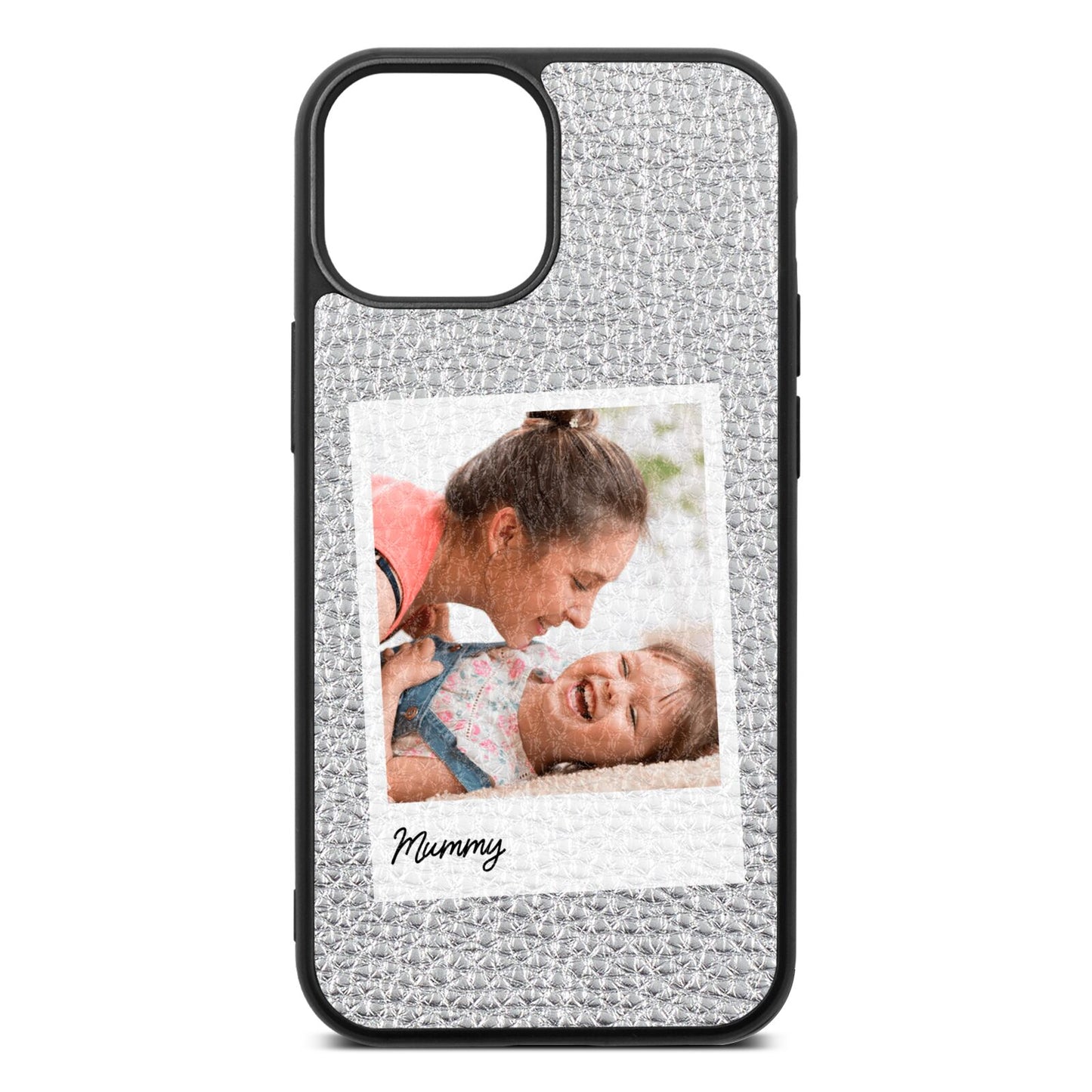 Mummy Photo Silver Pebble Leather iPhone 13 Mini Case