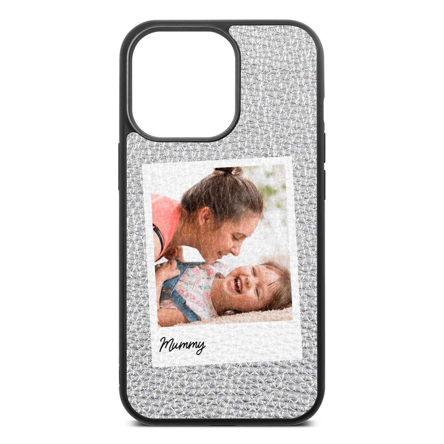 Mummy Photo Silver Pebble Leather iPhone 13 Pro Case