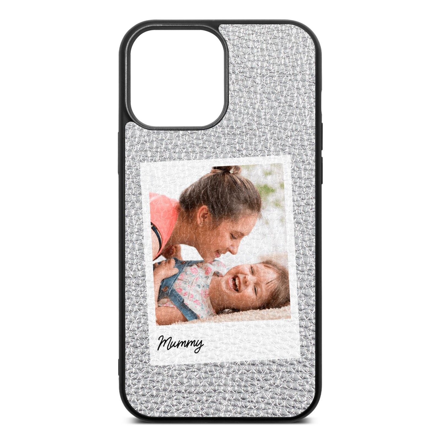 Mummy Photo Silver Pebble Leather iPhone 13 Pro Max Case