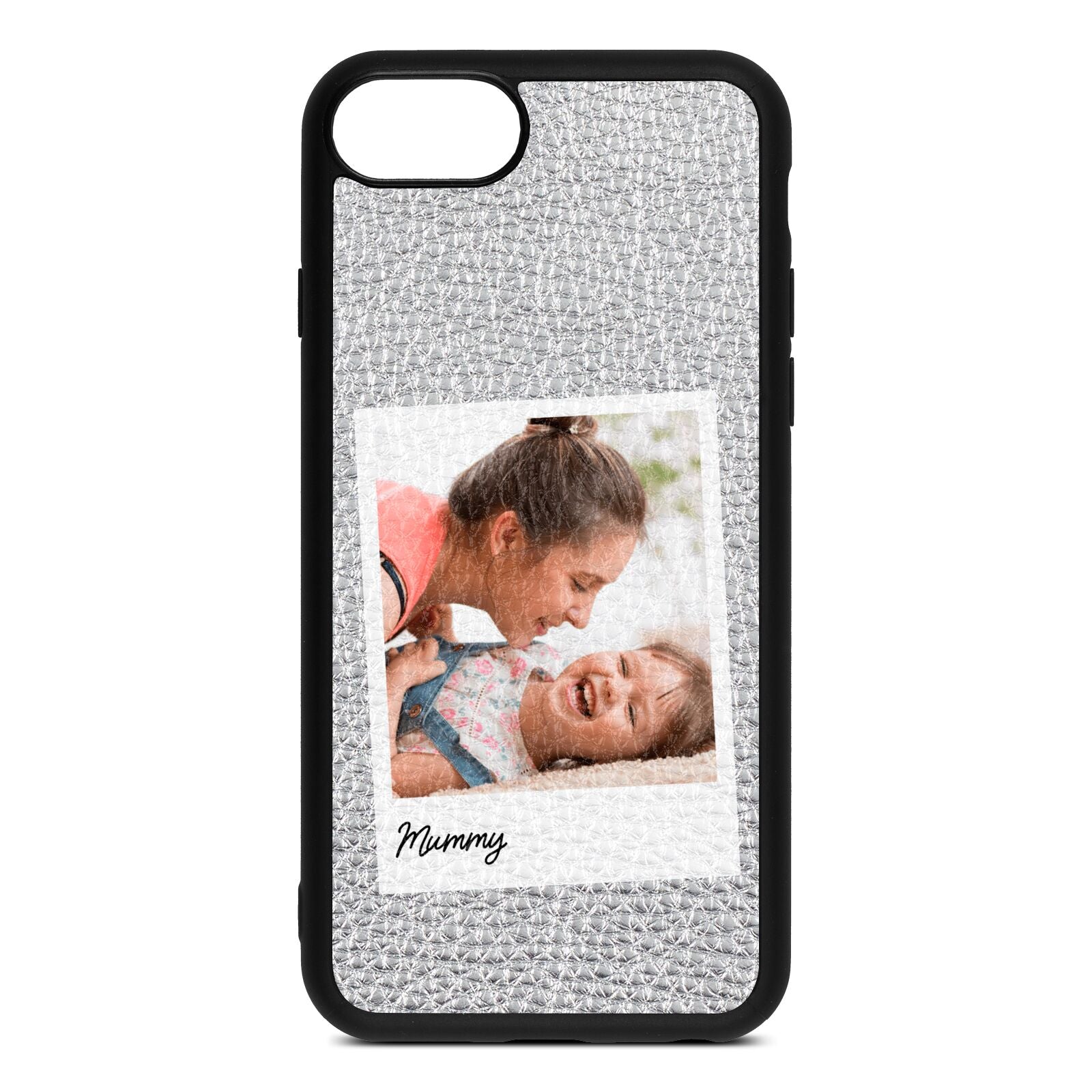 Mummy Photo Silver Pebble Leather iPhone 8 Case