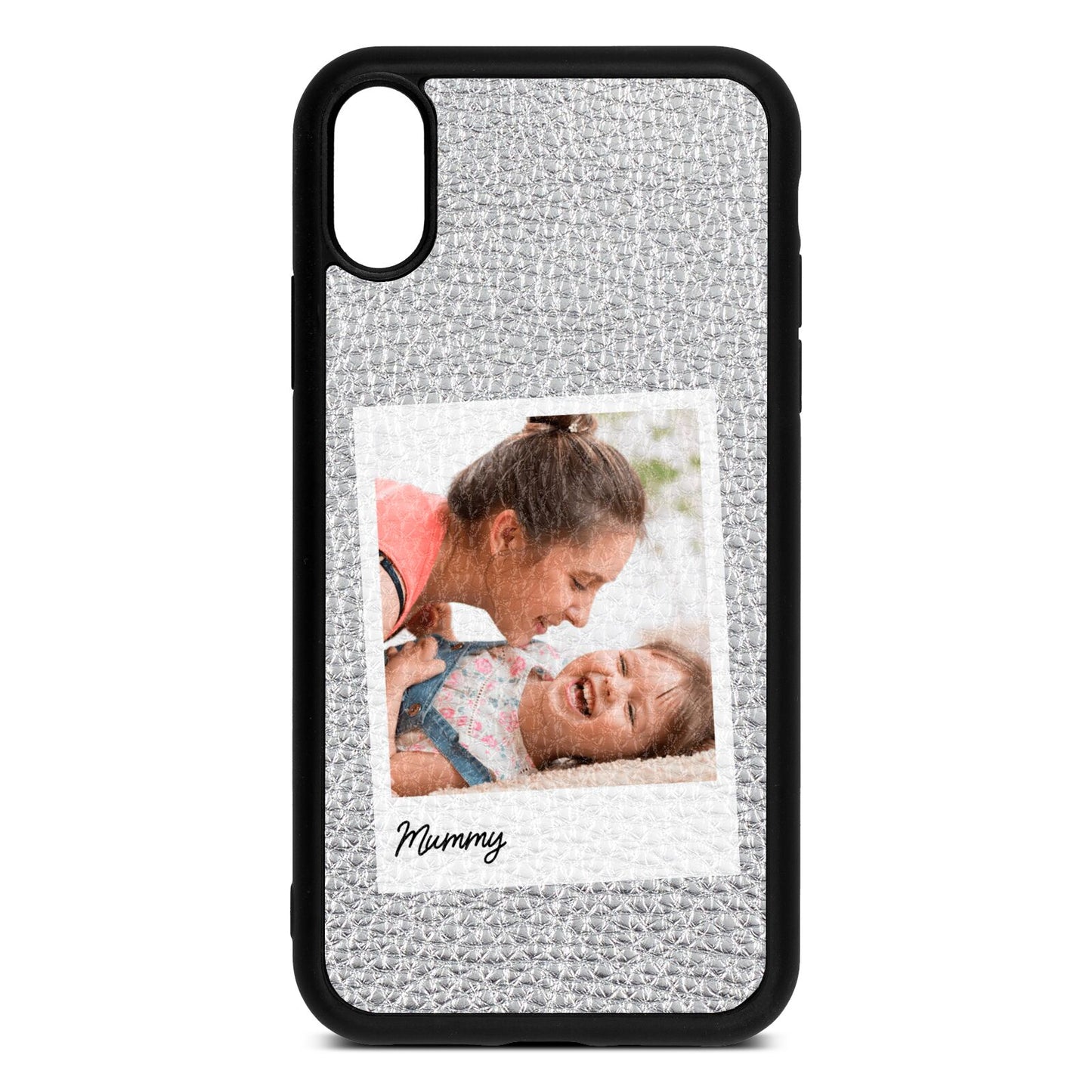 Mummy Photo Silver Pebble Leather iPhone Xr Case