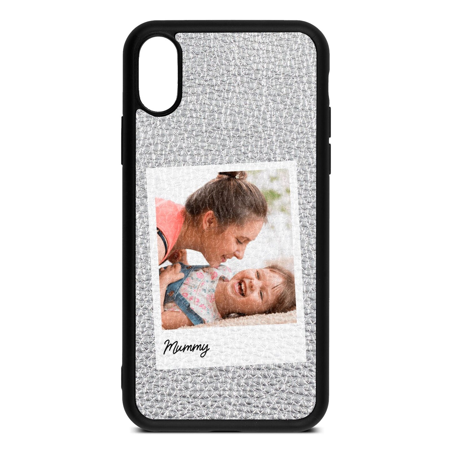 Mummy Photo Silver Pebble Leather iPhone Xs Case