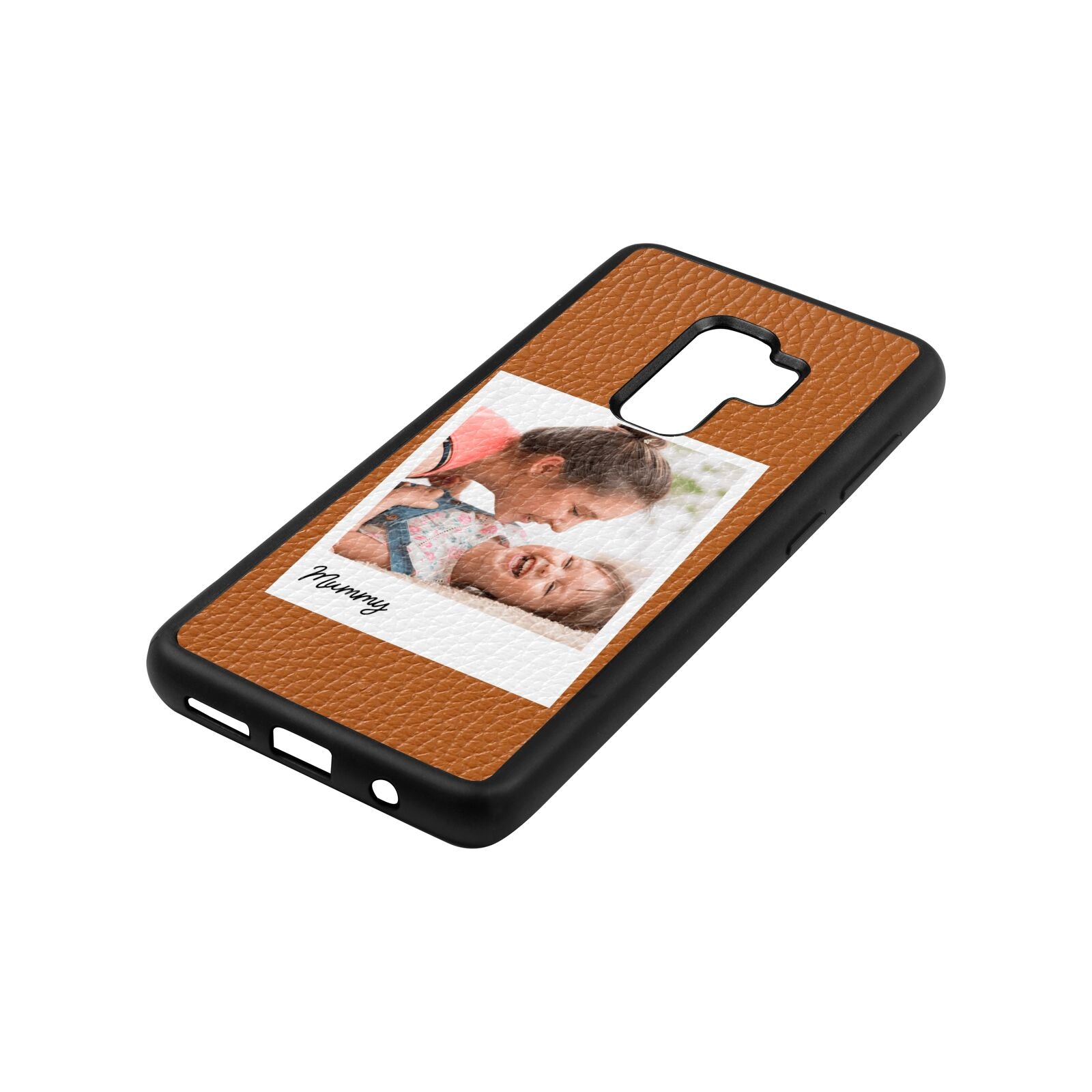 Mummy Photo Tan Pebble Leather Samsung S9 Plus Case Side Angle