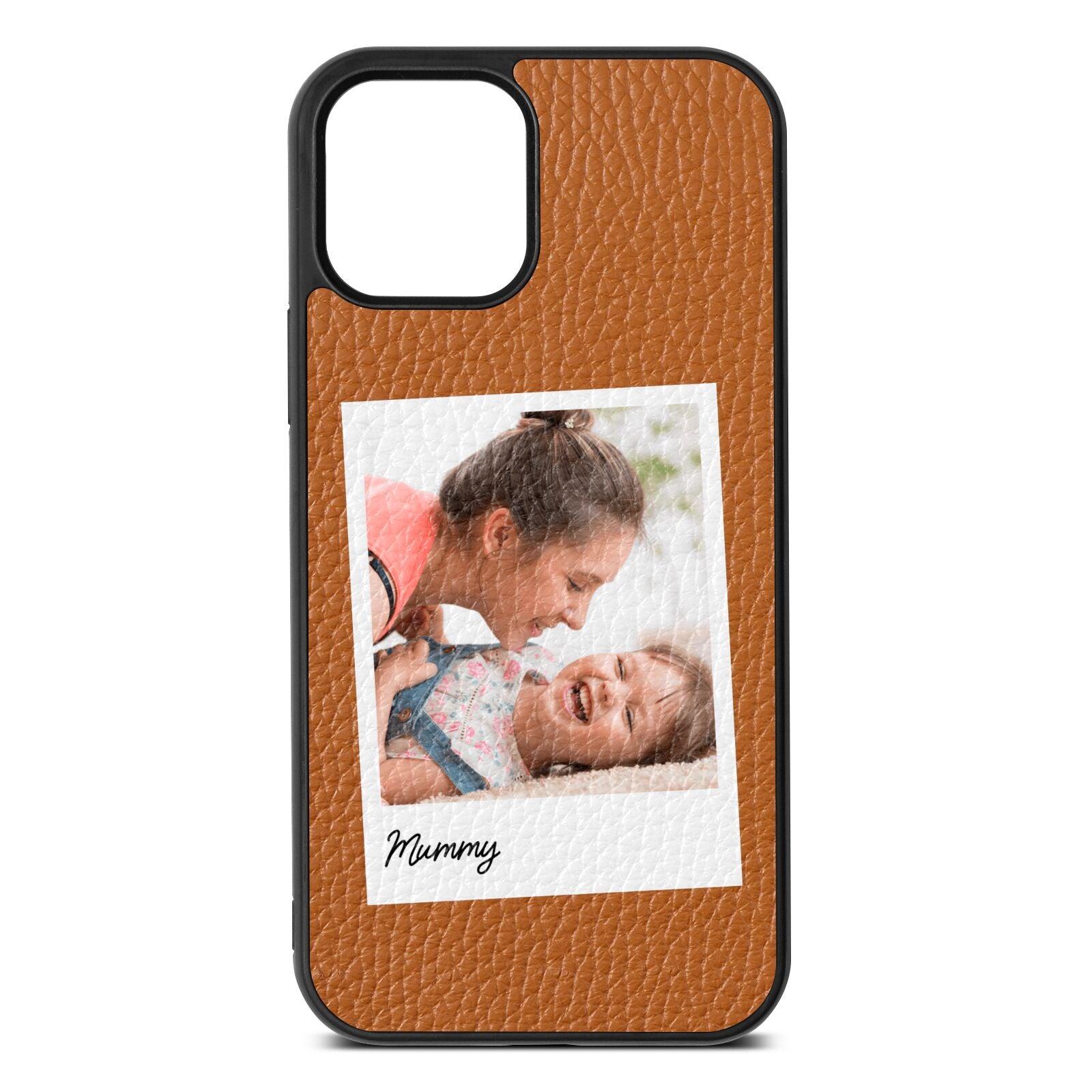 Mummy Photo Tan Pebble Leather iPhone 12 Case