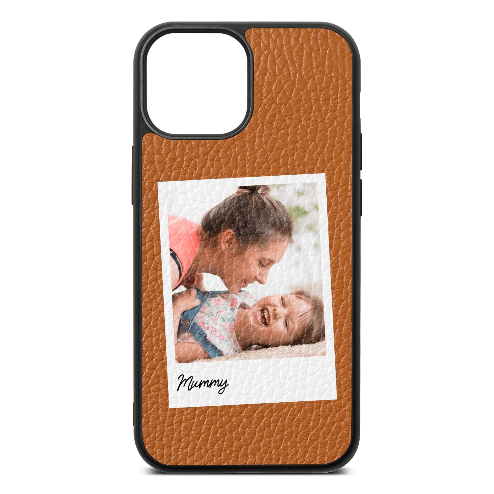 Mummy Photo Tan Pebble Leather iPhone 13 Mini Case