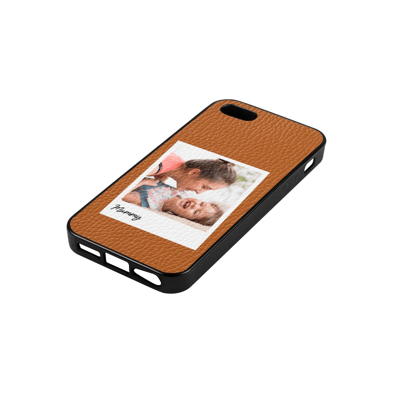 Mummy Photo Tan Pebble Leather iPhone 5 Case Side Angle