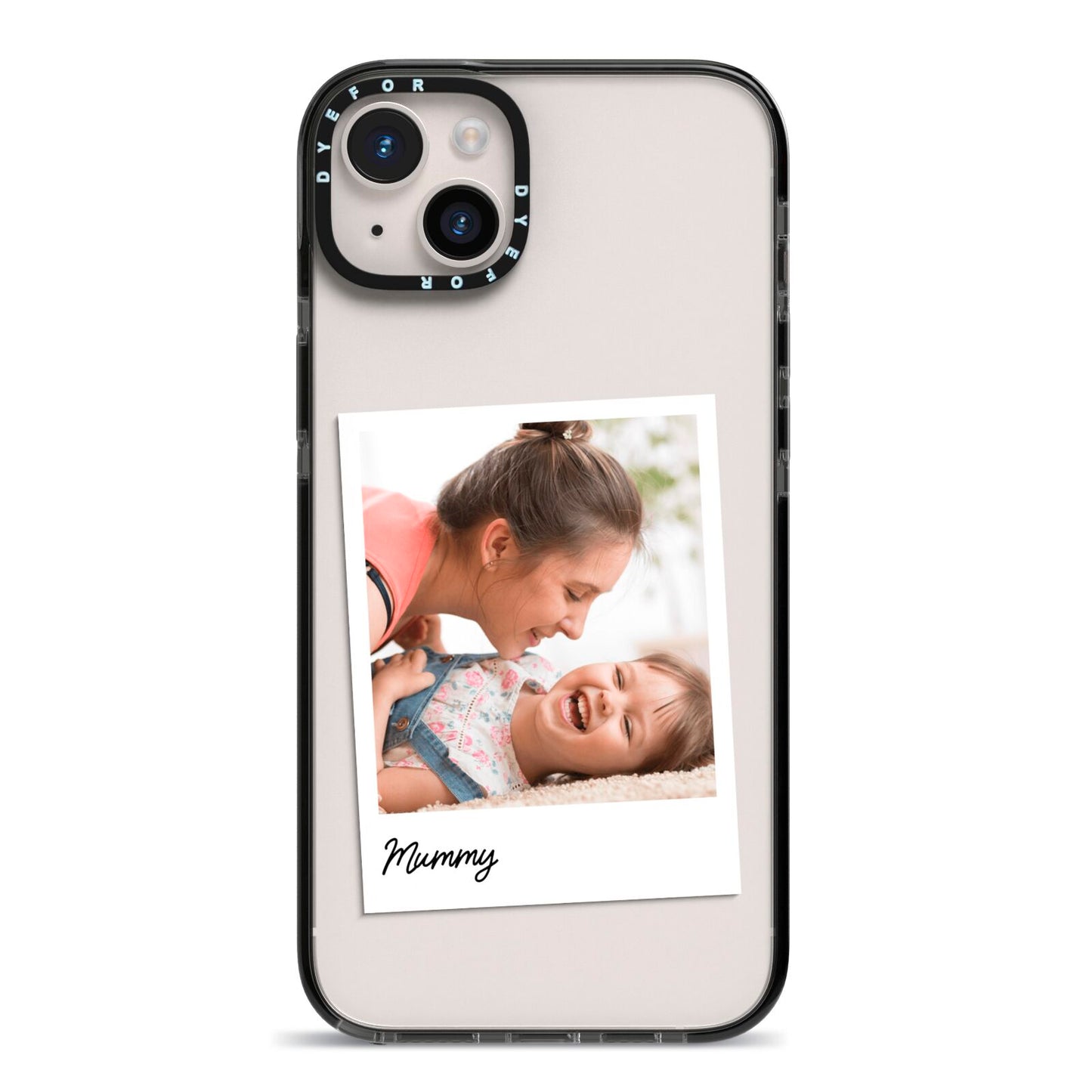 Mummy Photo iPhone 14 Plus Black Impact Case on Silver phone