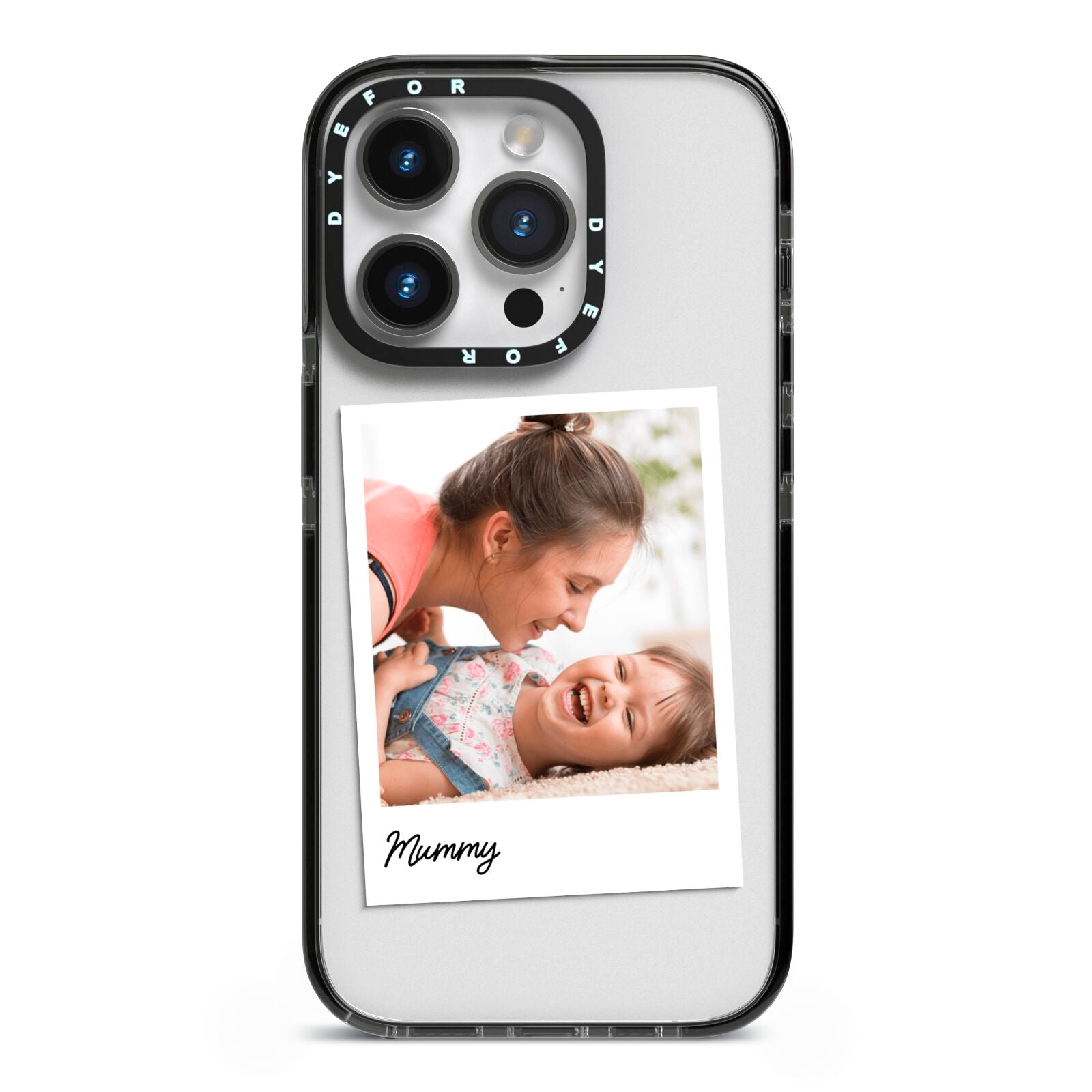 Mummy Photo iPhone 14 Pro Black Impact Case on Silver phone