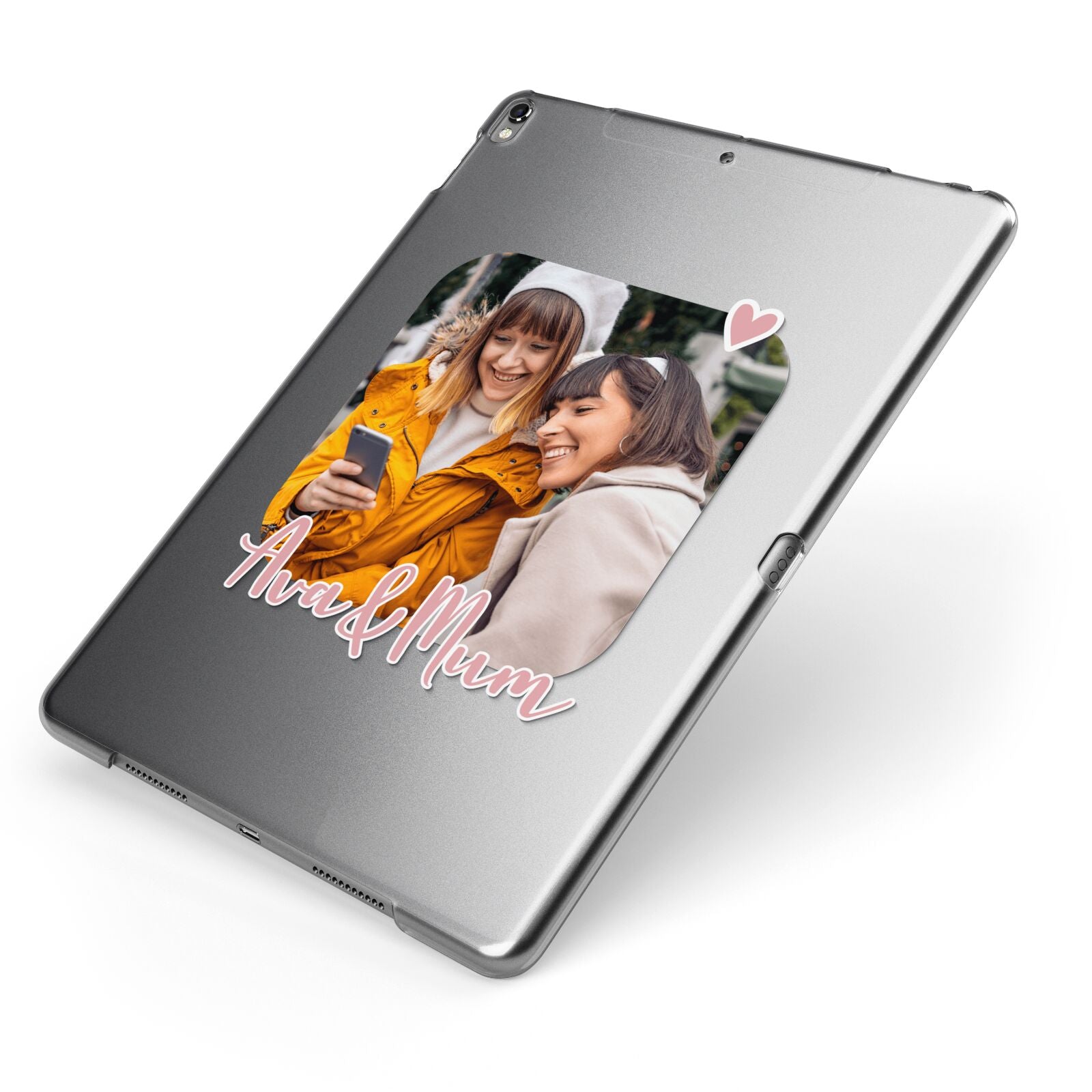 Mummy and Me Custom Photo Apple iPad Case on Grey iPad Side View