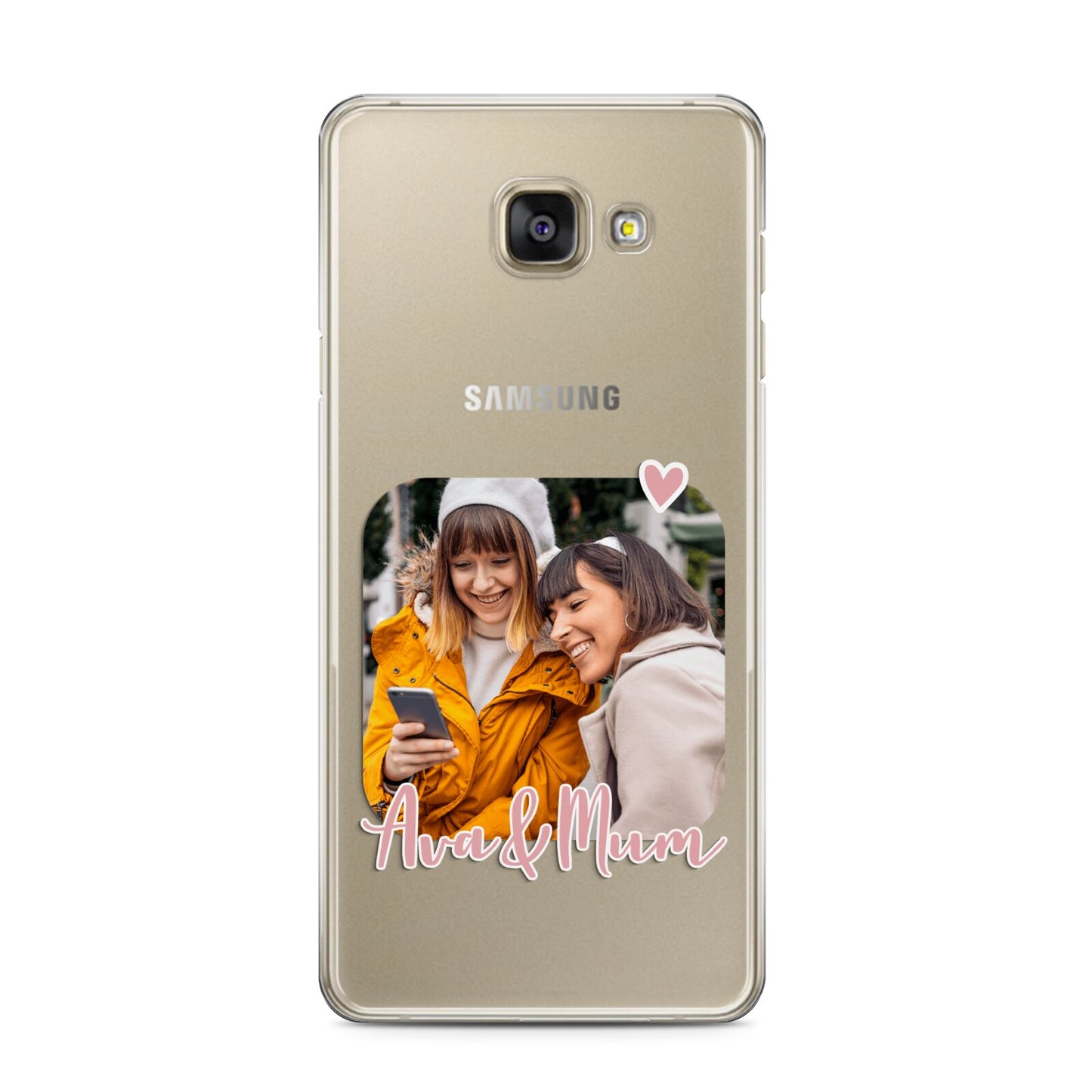 Mummy and Me Custom Photo Samsung Galaxy A3 2016 Case on gold phone