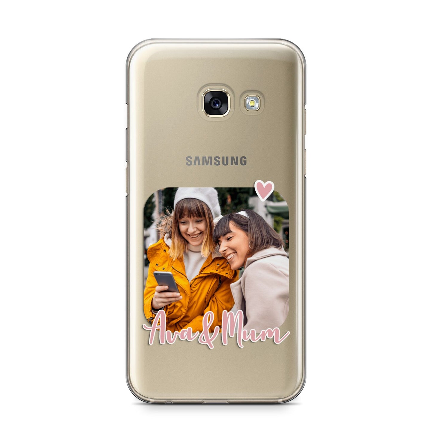 Mummy and Me Custom Photo Samsung Galaxy A3 2017 Case on gold phone