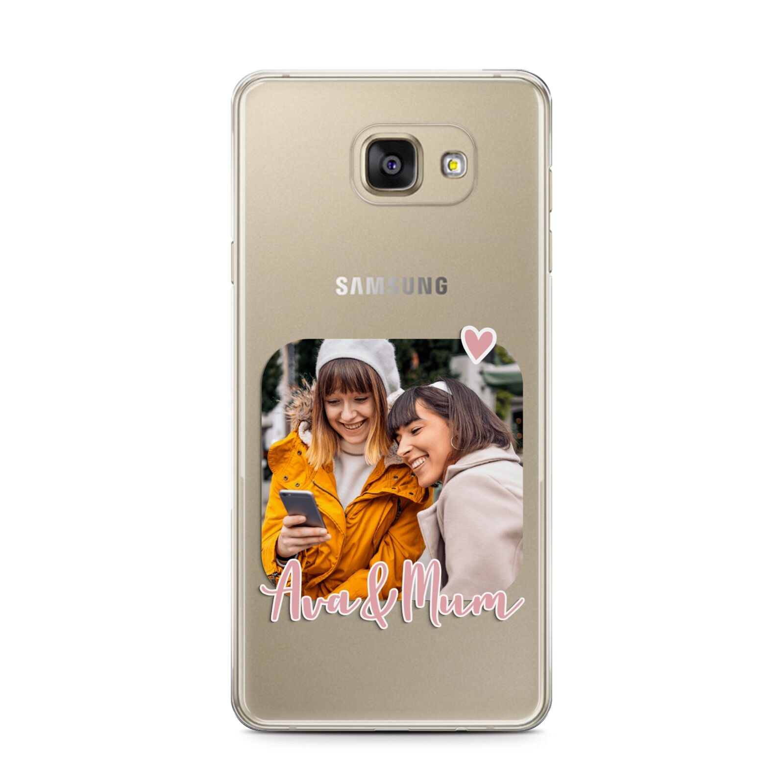 Mummy and Me Custom Photo Samsung Galaxy A7 2016 Case on gold phone