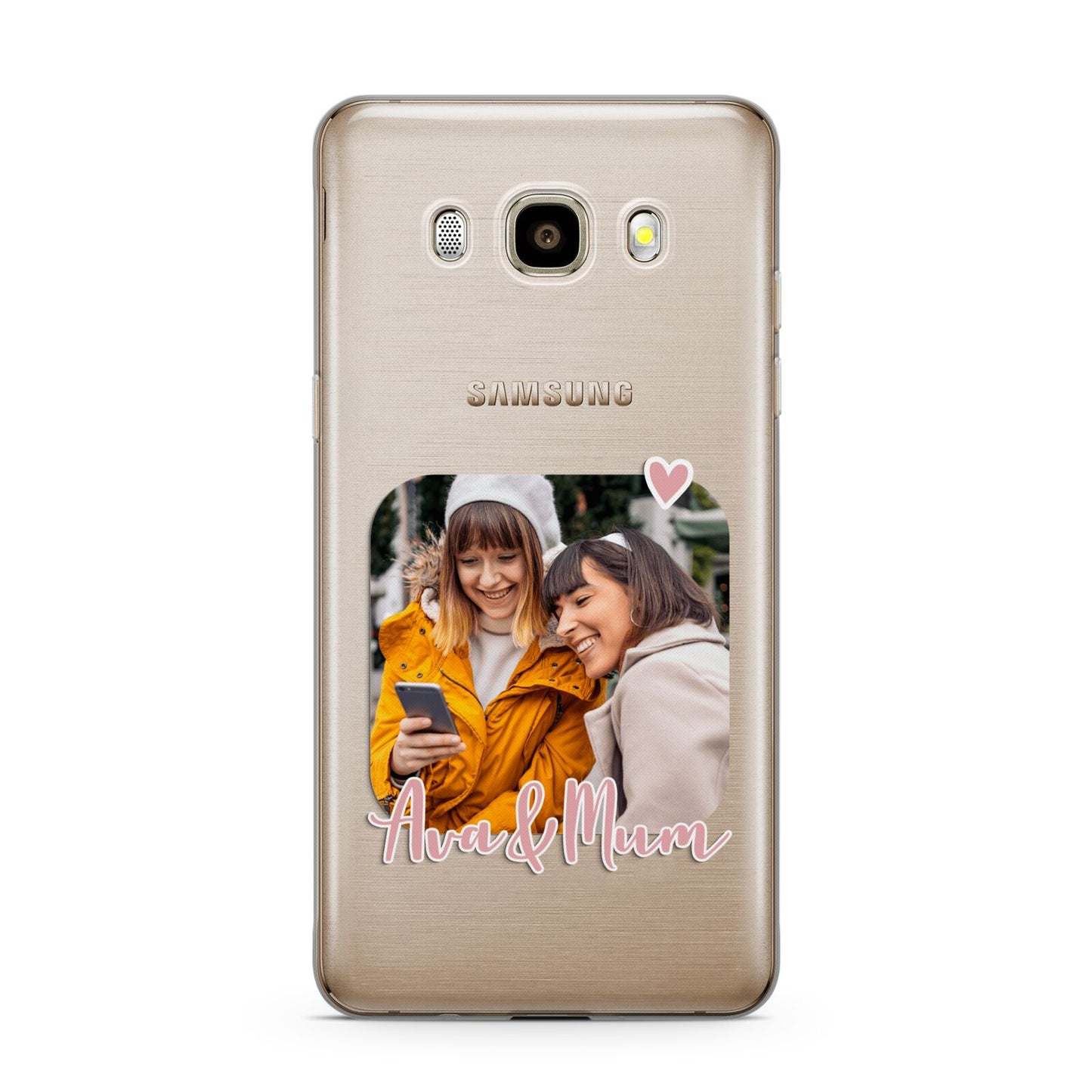 Mummy and Me Custom Photo Samsung Galaxy J7 2016 Case on gold phone