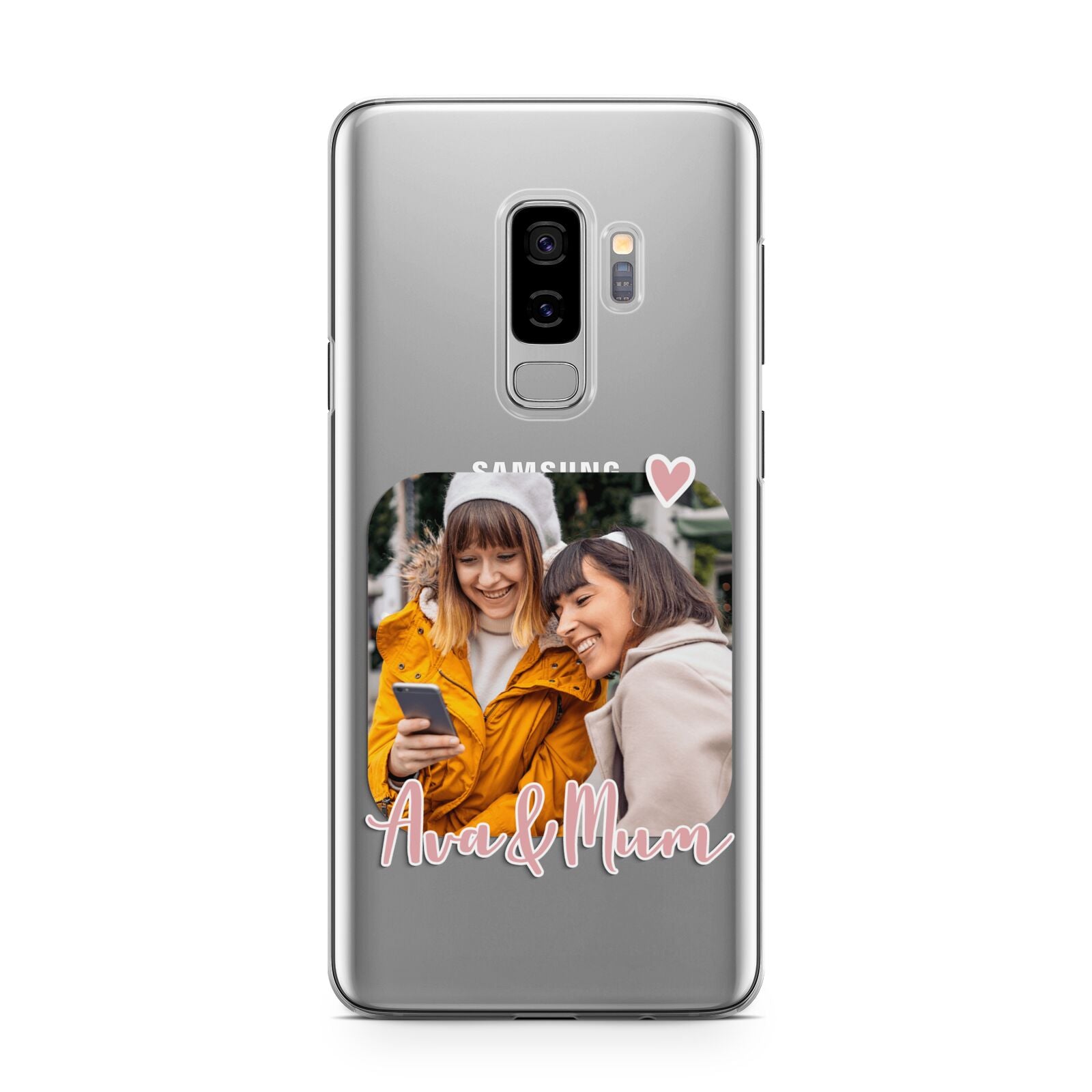 Mummy and Me Custom Photo Samsung Galaxy S9 Plus Case on Silver phone