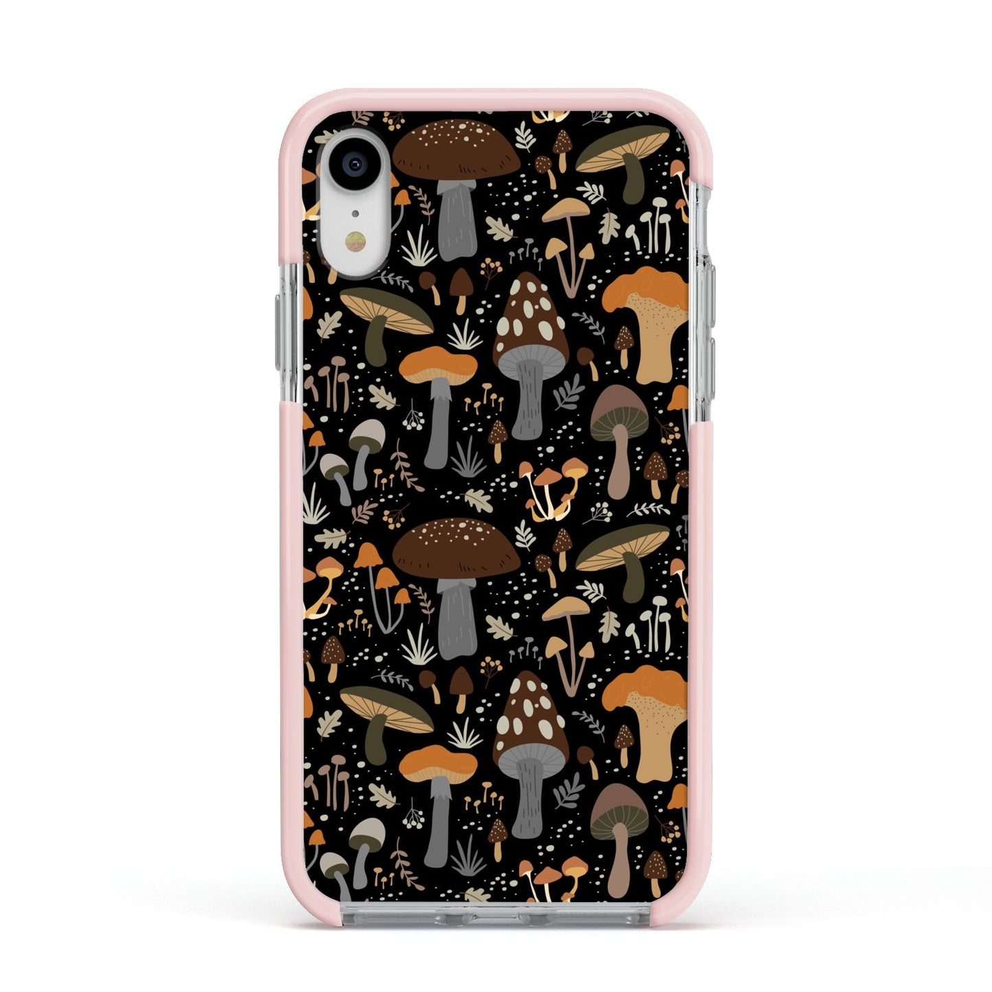 Mushroom Apple iPhone XR Impact Case Pink Edge on Silver Phone