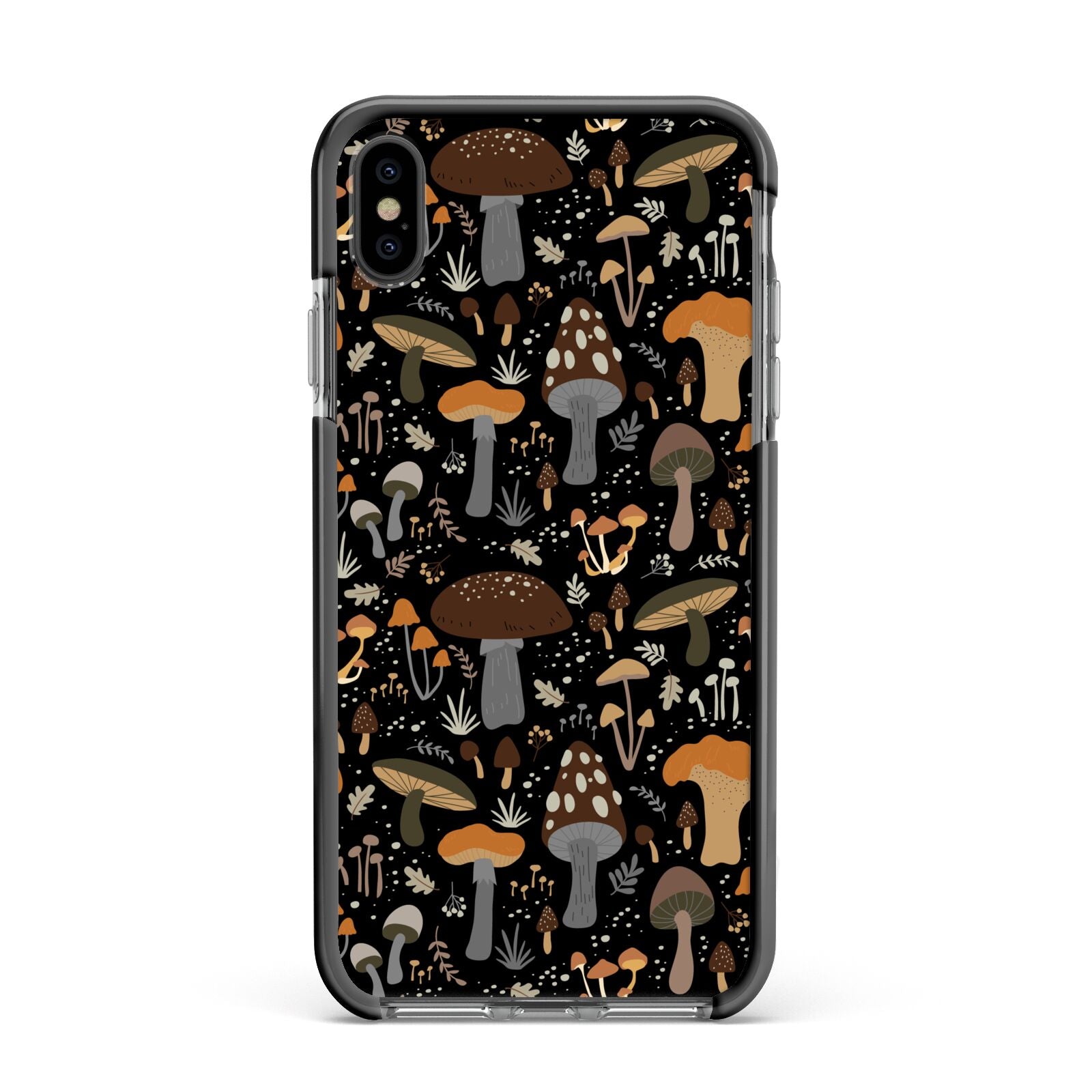 Mushroom Apple iPhone Xs Max Impact Case Black Edge on Black Phone