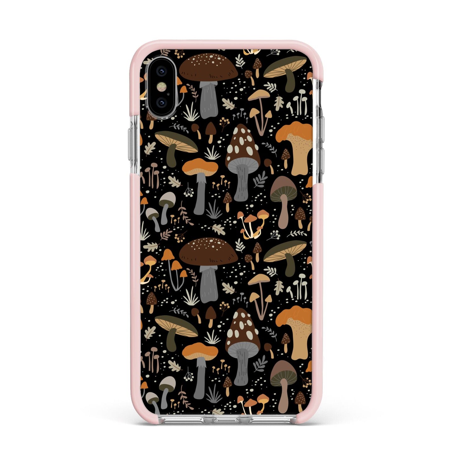 Mushroom Apple iPhone Xs Max Impact Case Pink Edge on Silver Phone