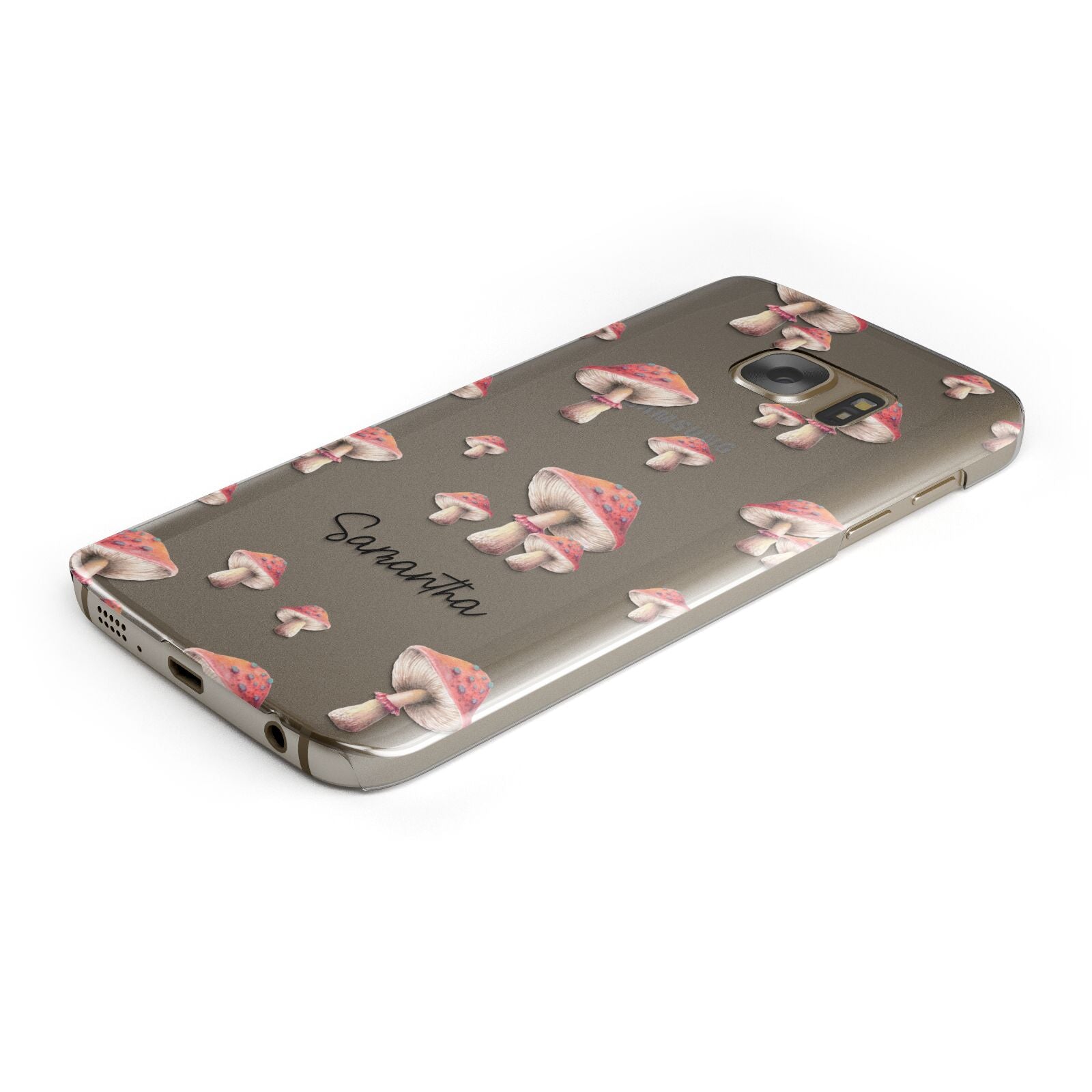 Mushroom Illustrations with Name Protective Samsung Galaxy Case Angled Image