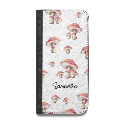 Mushroom Illustrations with Name Vegan Leather Flip Samsung Case