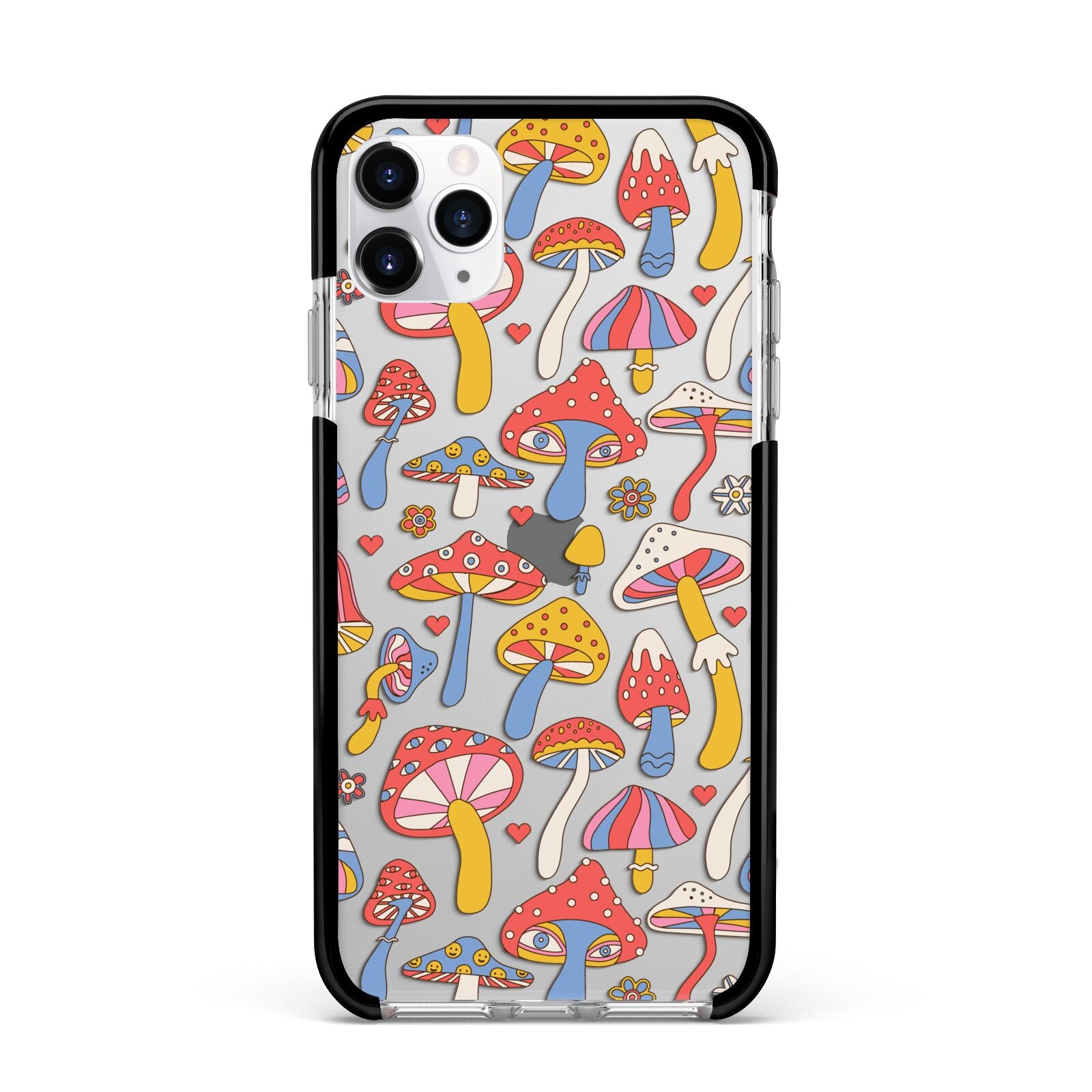 Mushroom Pattern Apple iPhone 11 Pro Max in Silver with Black Impact Case