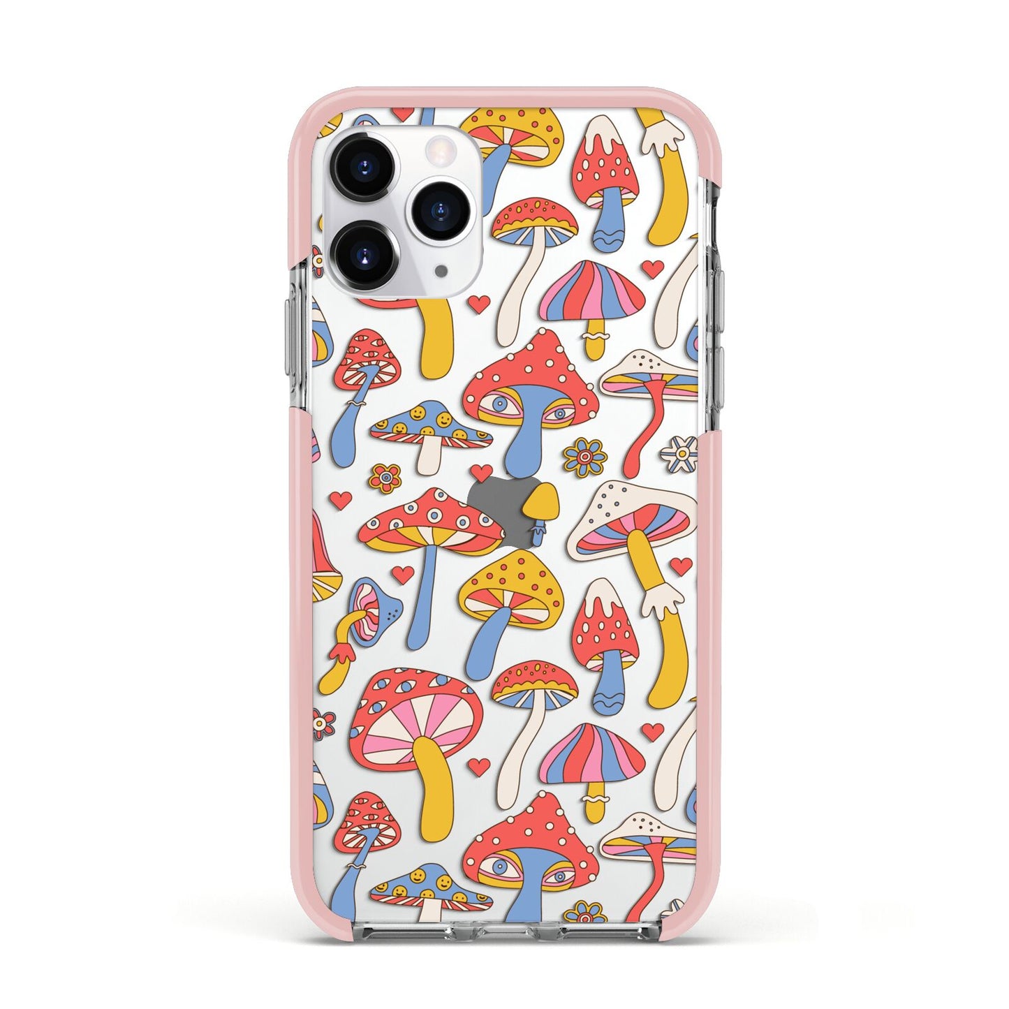 Mushroom Pattern Apple iPhone 11 Pro in Silver with Pink Impact Case